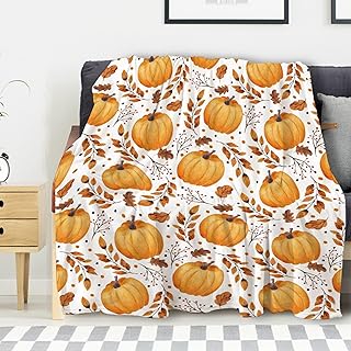 Avalokitesvara Pumpkin Watercolor Flannel Blanket Super Soft and Warm for Bed Couch Sofa 60x50 Inch for Teen Blanket