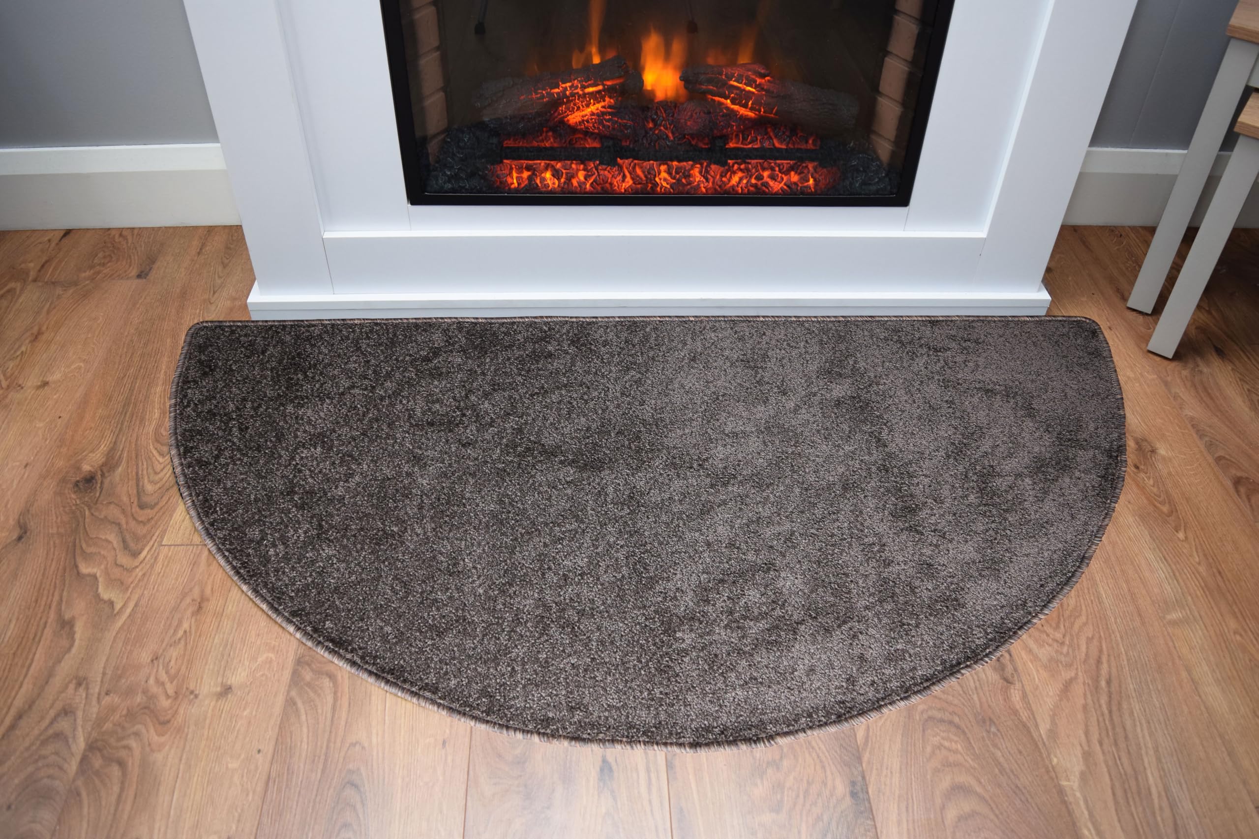 SrS Rugs Fireside Rug for Living Room Half Moon Hearthplace Mat Soft Pile (Brown) — image 1
