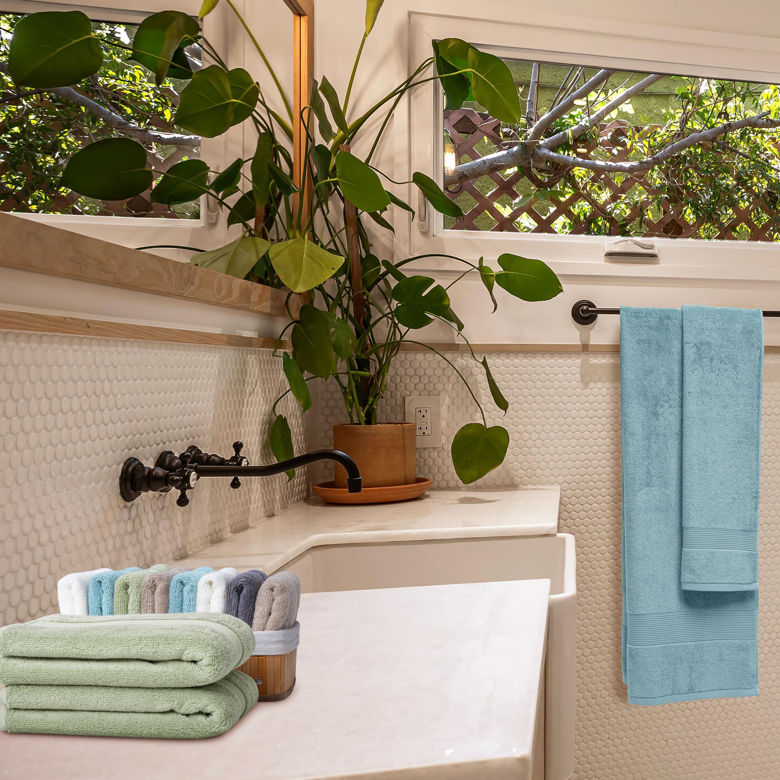 Maisonette Pure Badehandtuch Groß (90x150cm, 2er Pack) - 100% Baumwolle Beige Handtücher für Dusche, Sauna