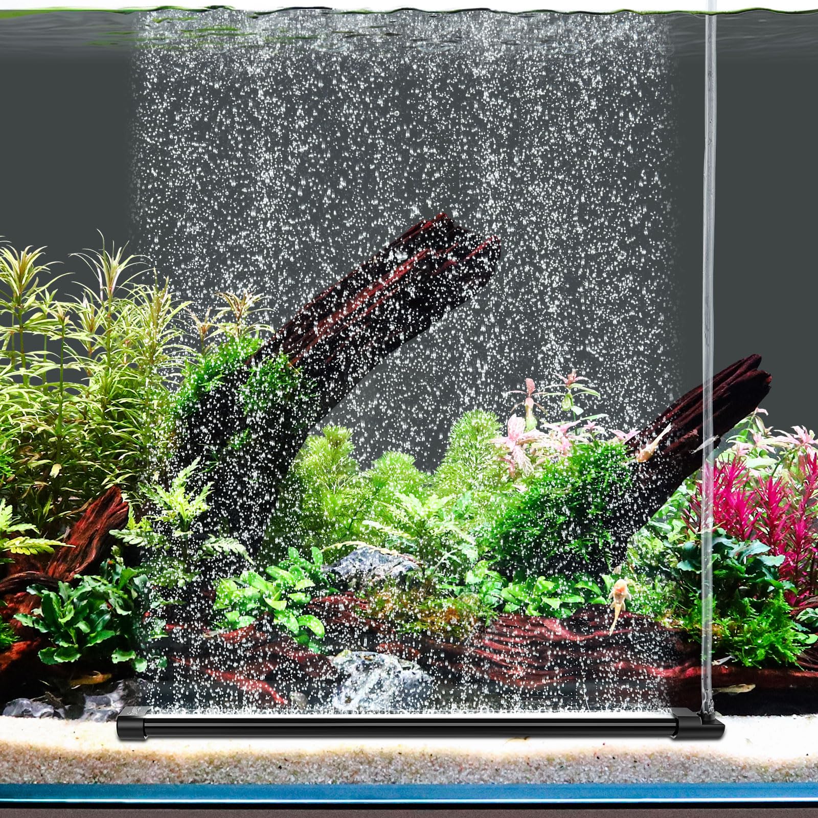 hygger Aquarium Bubble Curtain Wall, Quiet Fish Tank Air Stone with Accessories, High Dissolved Aquarium Bubbler Oxygen Diffuser Decoration for Freshwater & Saltwater 15.7'' Long : Pet Supplies