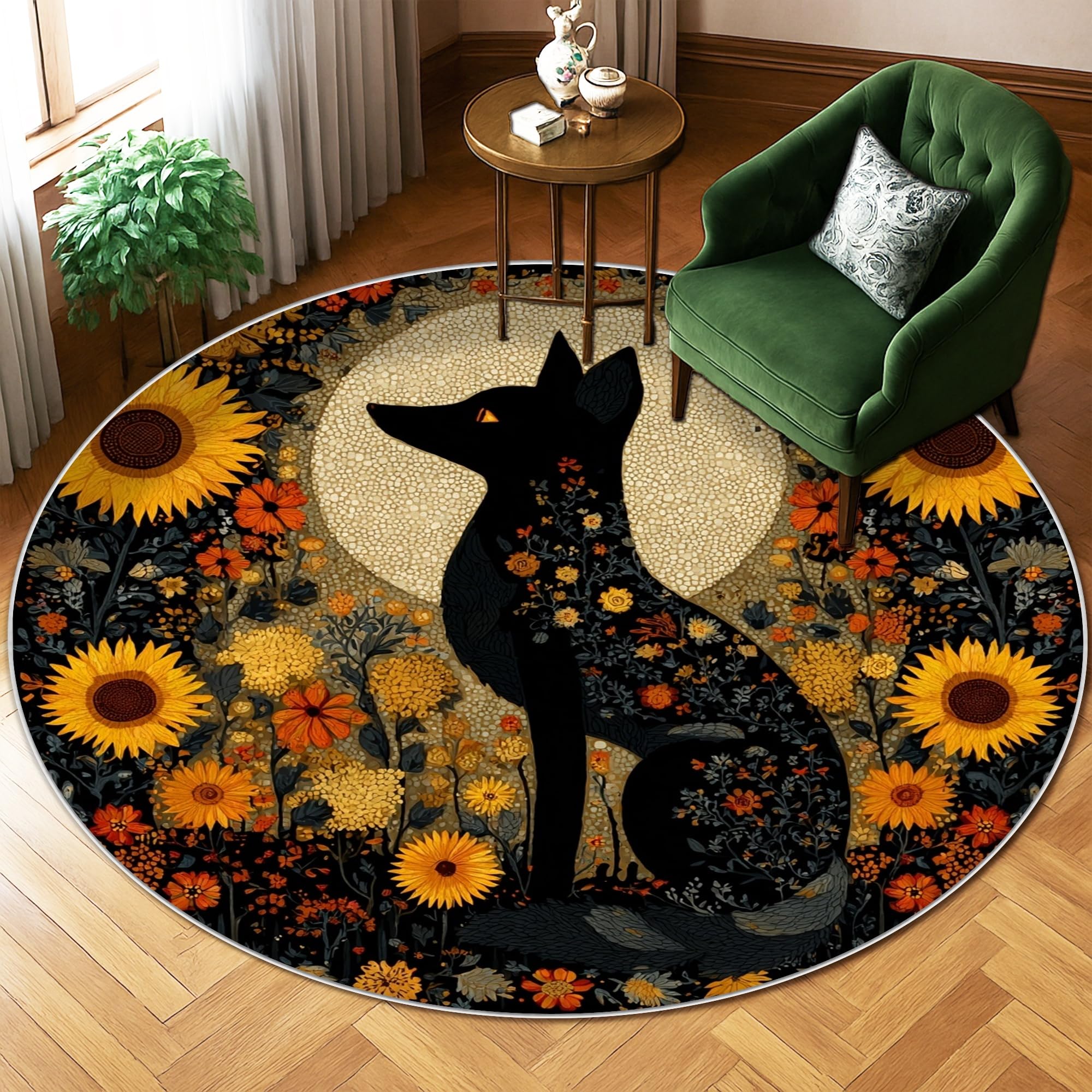 Tapis décoratif à poils courts noir 1,8x1,8m pour chambre
