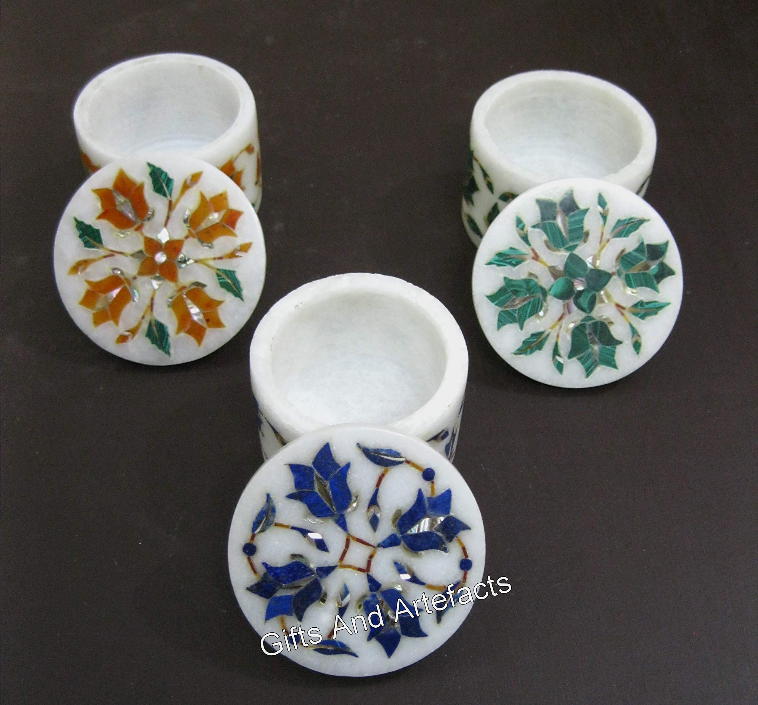 Boîte à bijoux en marbre naturel pour elle, écrin de luxe multicolore de 6,3 cm - Lot de 3