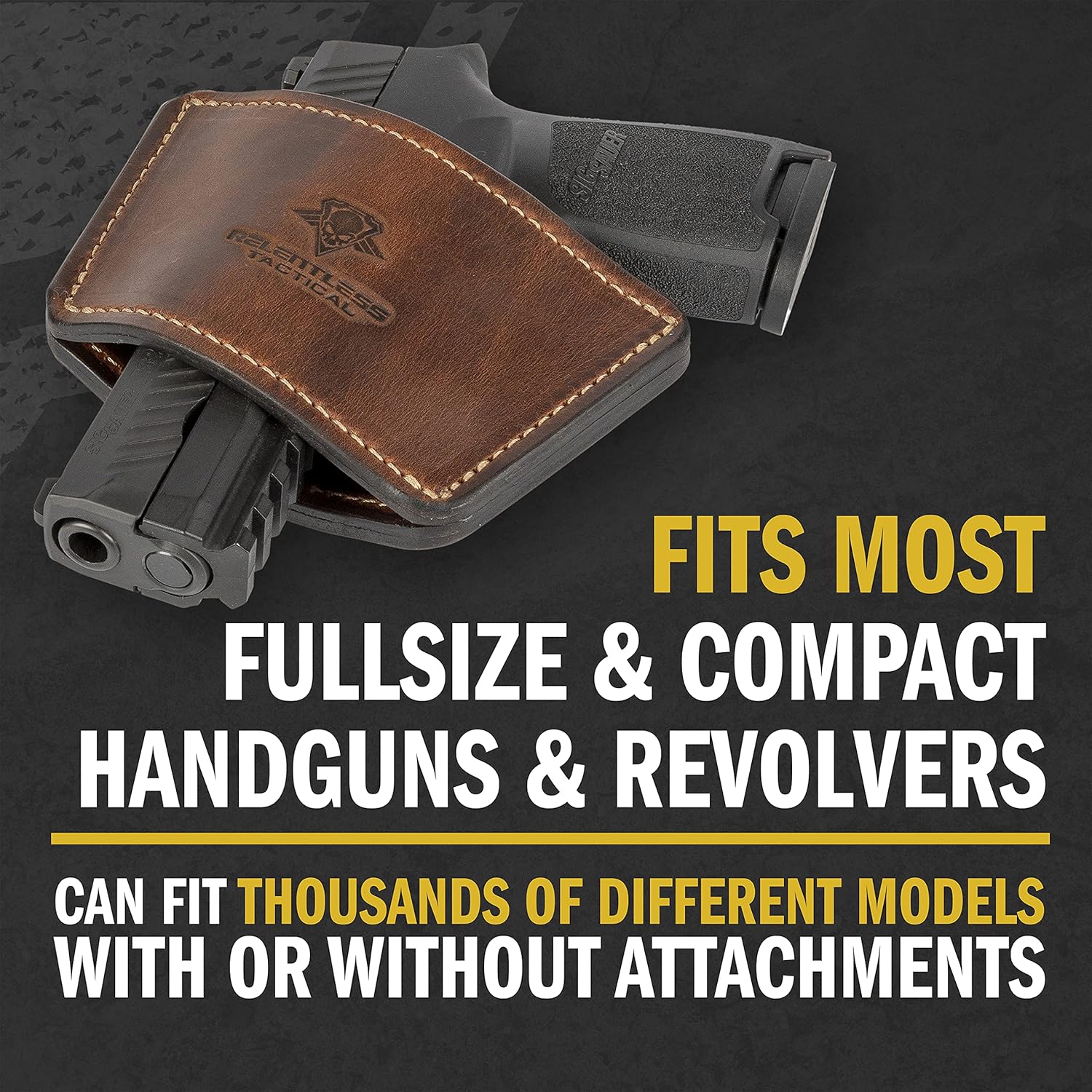 Dual Threat IWB/OWB Universal Belt Slide Holster | Made in USA | Ambidextrous Full Grain Leather Holster | Open & Concealed Carry | Fits Glock, Taurus, Springfield, Sig Sauer & Virtually Any Handgun