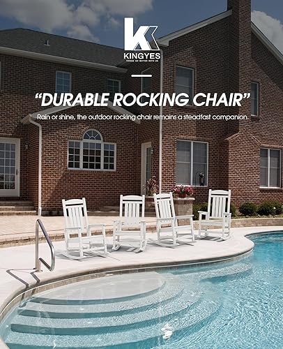 Vista 136 de Kingyes Mecedoras de polietileno de alta densidad para exteriores, sillas mecedoras para patio, deck, soportan hasta 330 libras, azul Azul marino