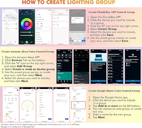 Miniatura 6 de CLOUDY BAY Lámpara de techo LED inteligente de 12 pulgadas, 20 W, 2700 K-6500 K, 4 W, color RGB compatible con Alexa y Google Home Assistant, bronce