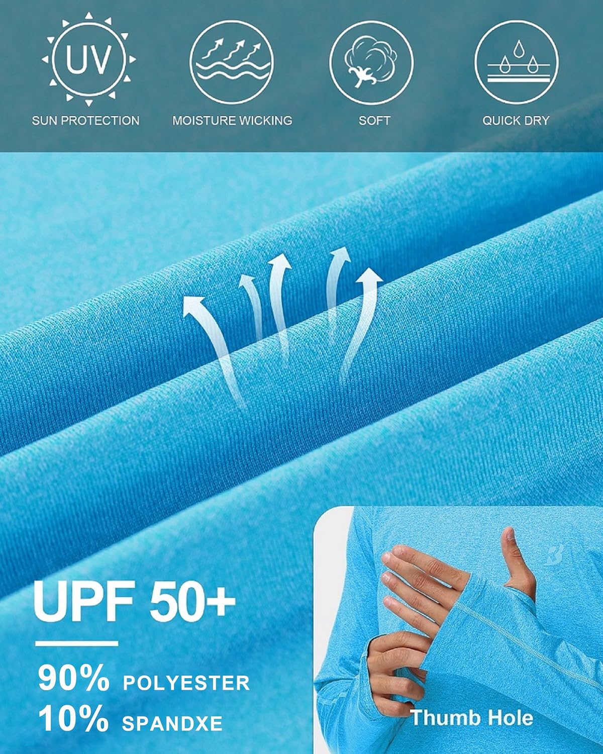 Roadbox Men's UPF 50+ Fishing Shirts, Long Sleeve UV Sun Protection Hoodie image 4