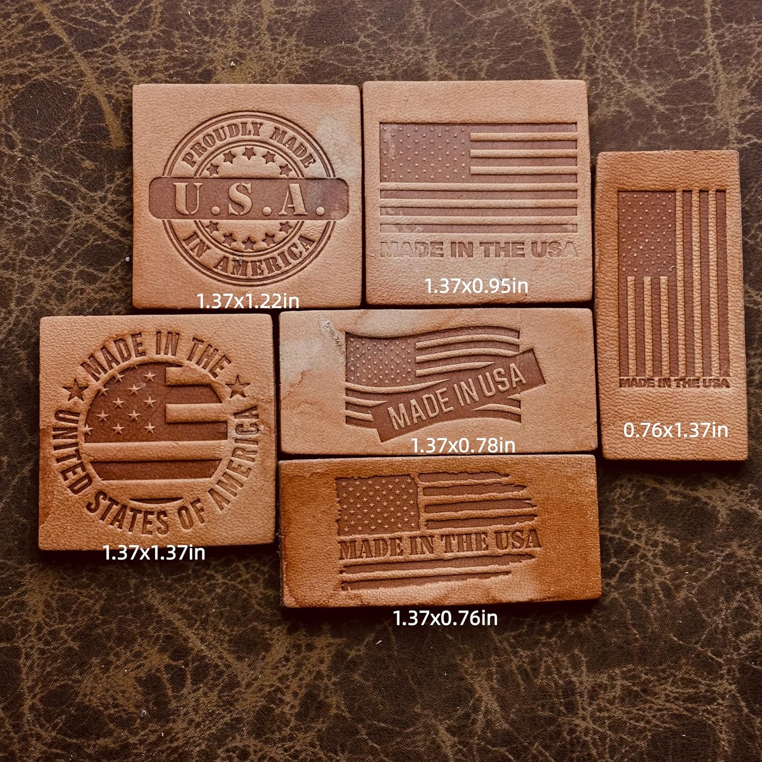 Made in USA Leather Stamp, American Flag Design, Patriotic Branding Tool for Leatherwork