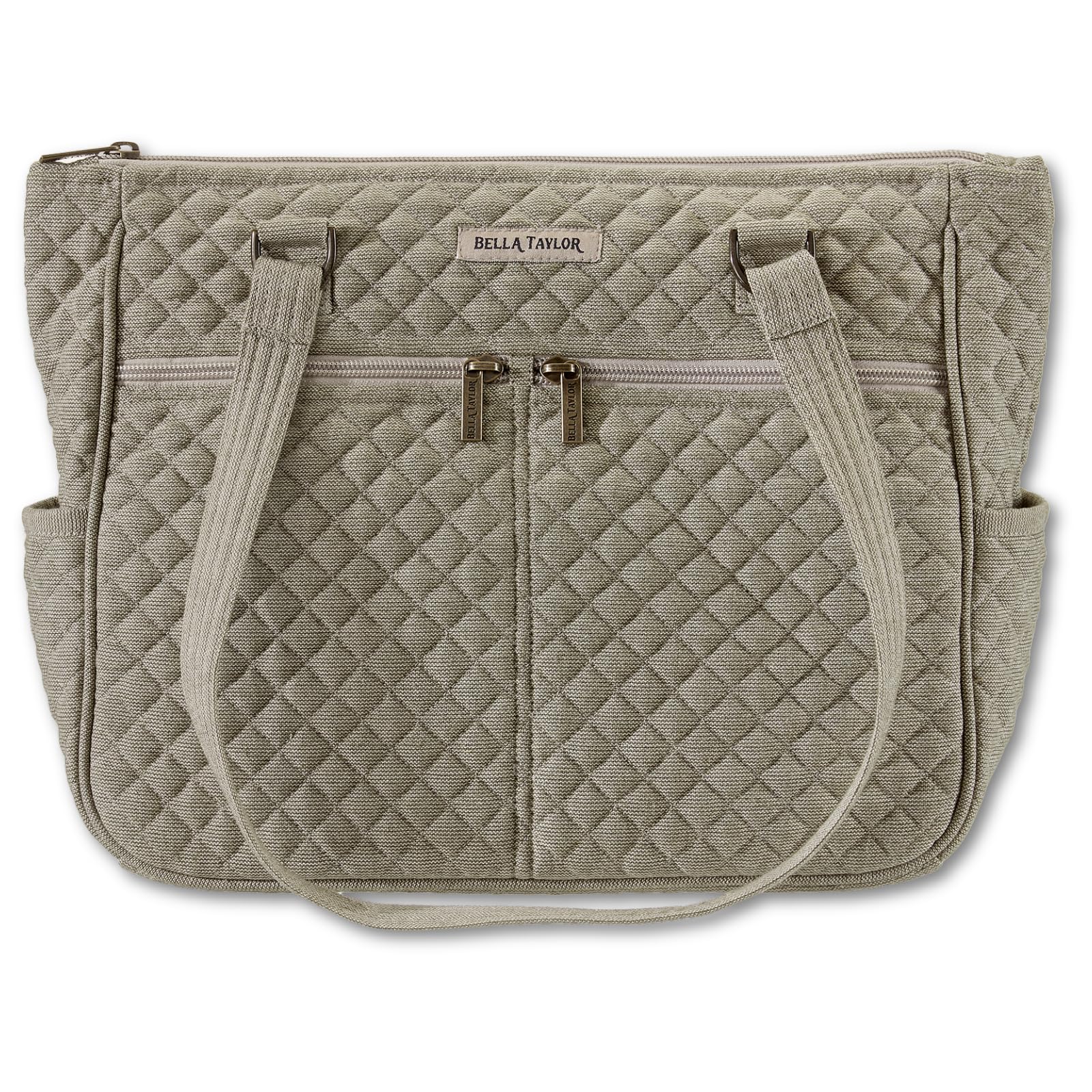 Bella Taylor Everyday Tote | Quilted Cotton Handbag for Women | Khaki Chambray