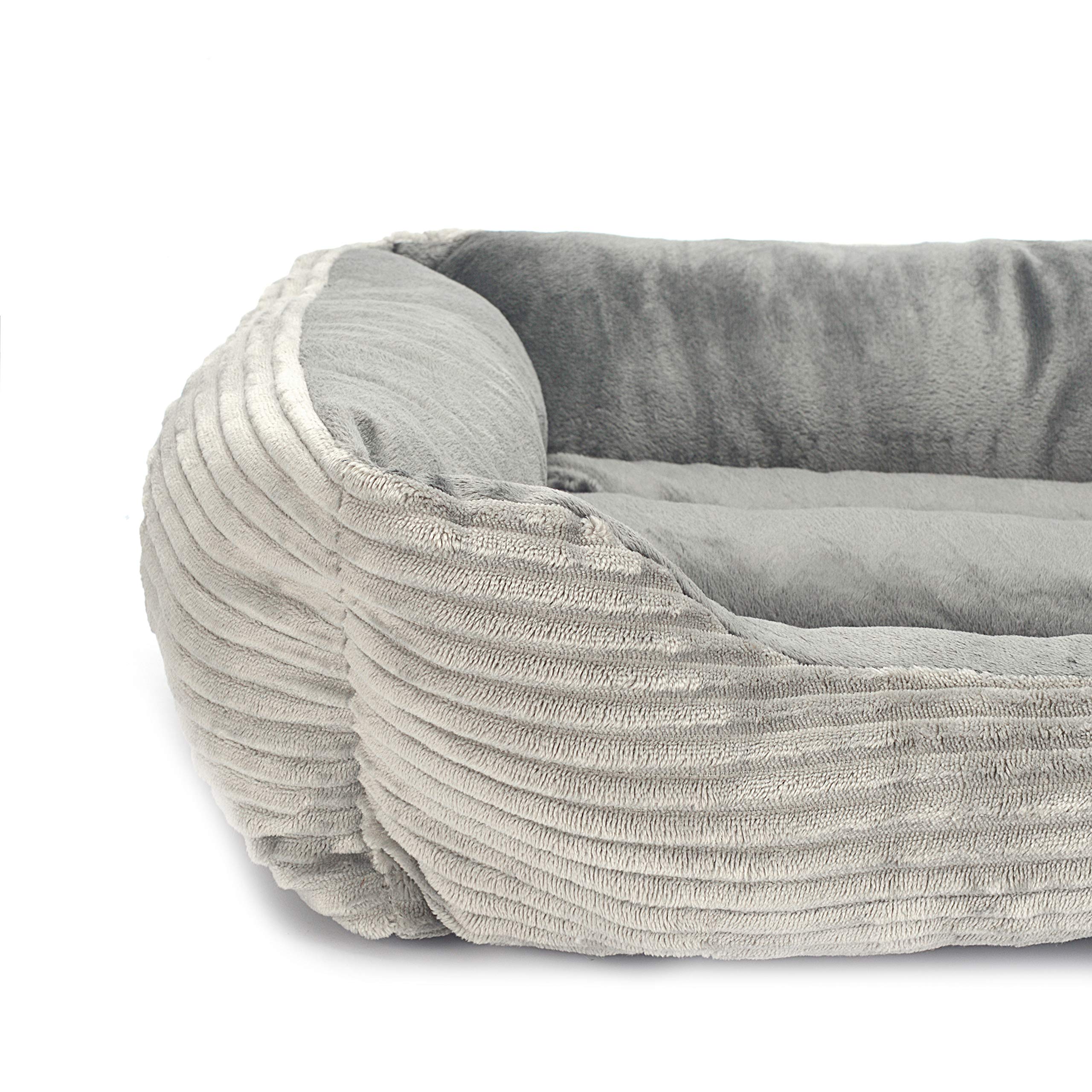 long rich Reversible Rectangle Pet Bed Dog Bed with Dog Paw Embroidery,Medium Size, Solid Gray (HCT-005-solid Gray)