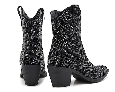 Amazon.com | ZXHYZLZ Women's Rhinestone Cowboy Boots Thick