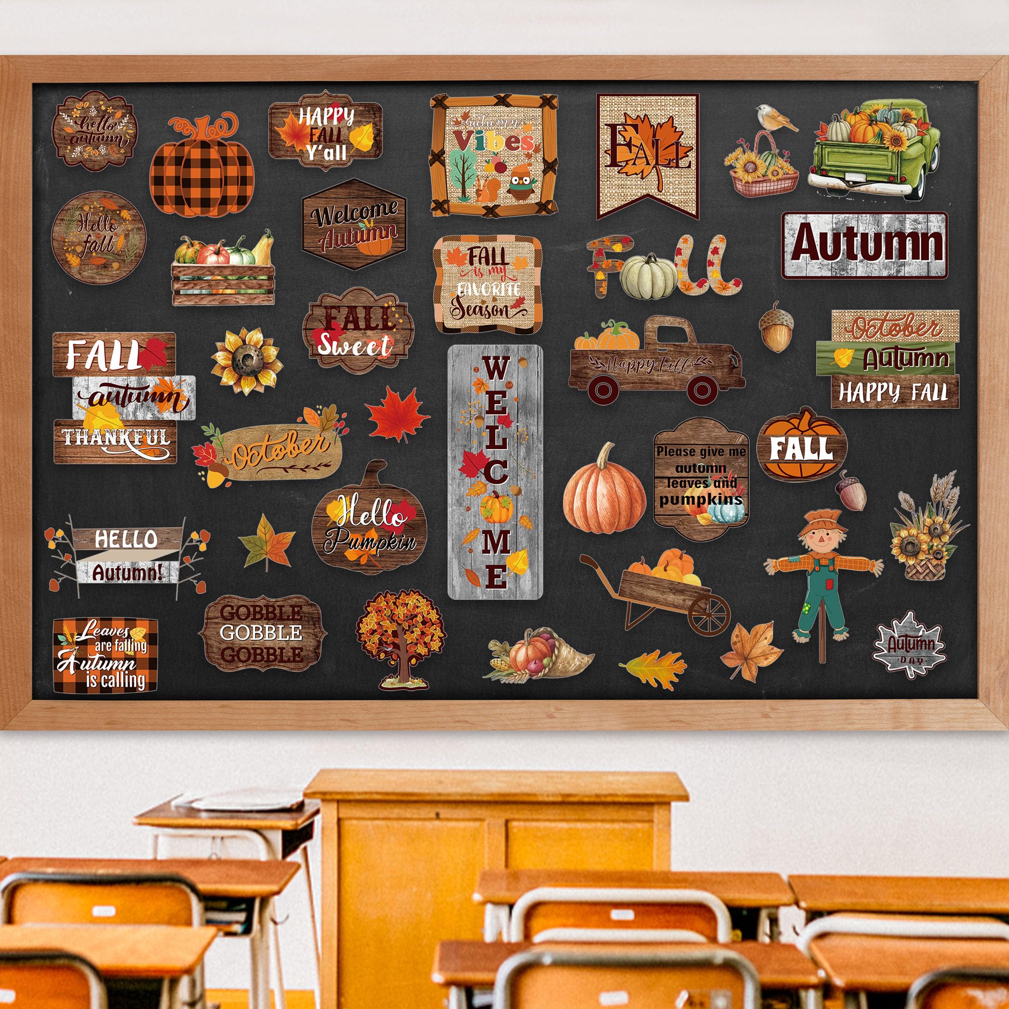 60 Stück Herbst-Pinnwand-Dekorationen Mit 100 Klebepunkten - Für Klassenzimmer, Büro & Party