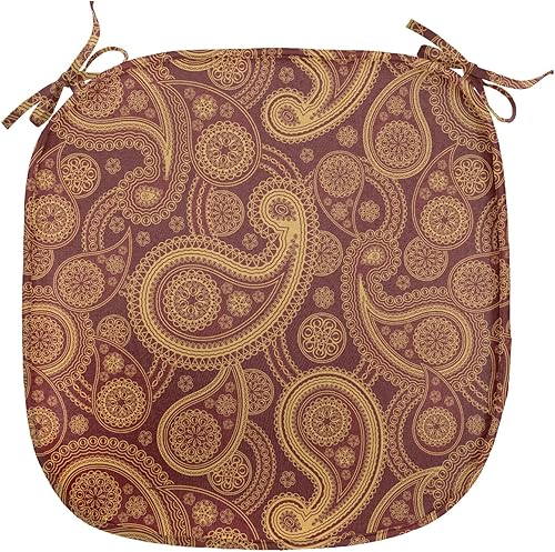 Vista 131 de Lunarable Orient - Cojín de asiento para silla, curlicues florales orientales con elementos artísticos venecianos, hojas de follaje, damasco a