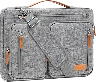 MOSISO 360 Protective Laptop Shoulder Bag, Computer Bags, Side Open Messenger Bag with 5 Accessory Pockets & Belt