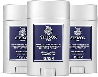 STETSON Personal Care Extra Strength Deodorant by Scent Beauty - Gel Men's Deodorant Stick for Grooming Kit - 3 oz - 3 Pack - Spirit