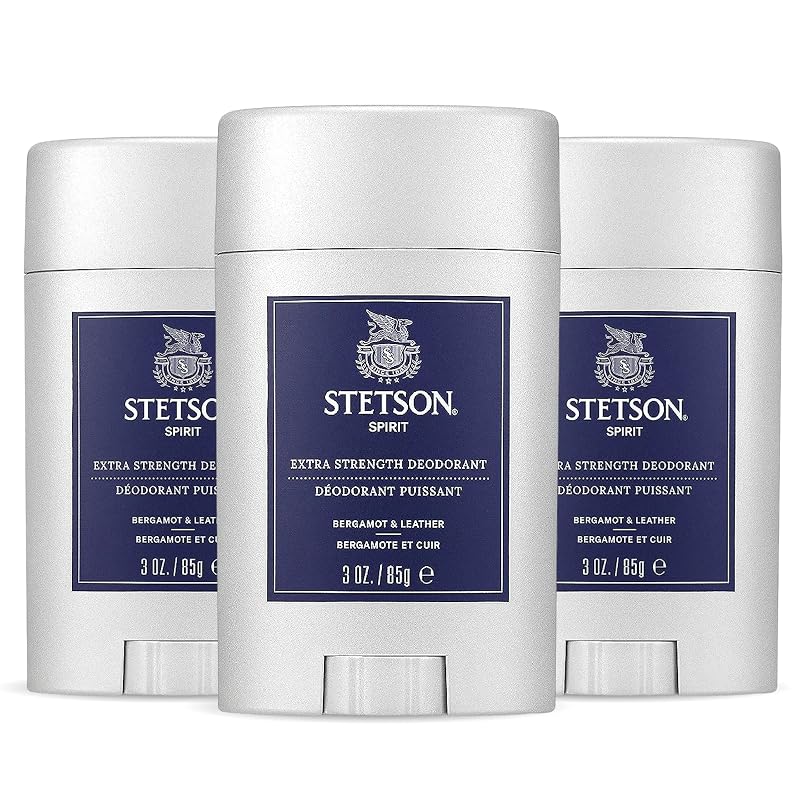 Desodorante em gel masculino Stetson Spirit SCENT BEAUTY, sem alumínio e parabenos, 3 unidades de 85 g
