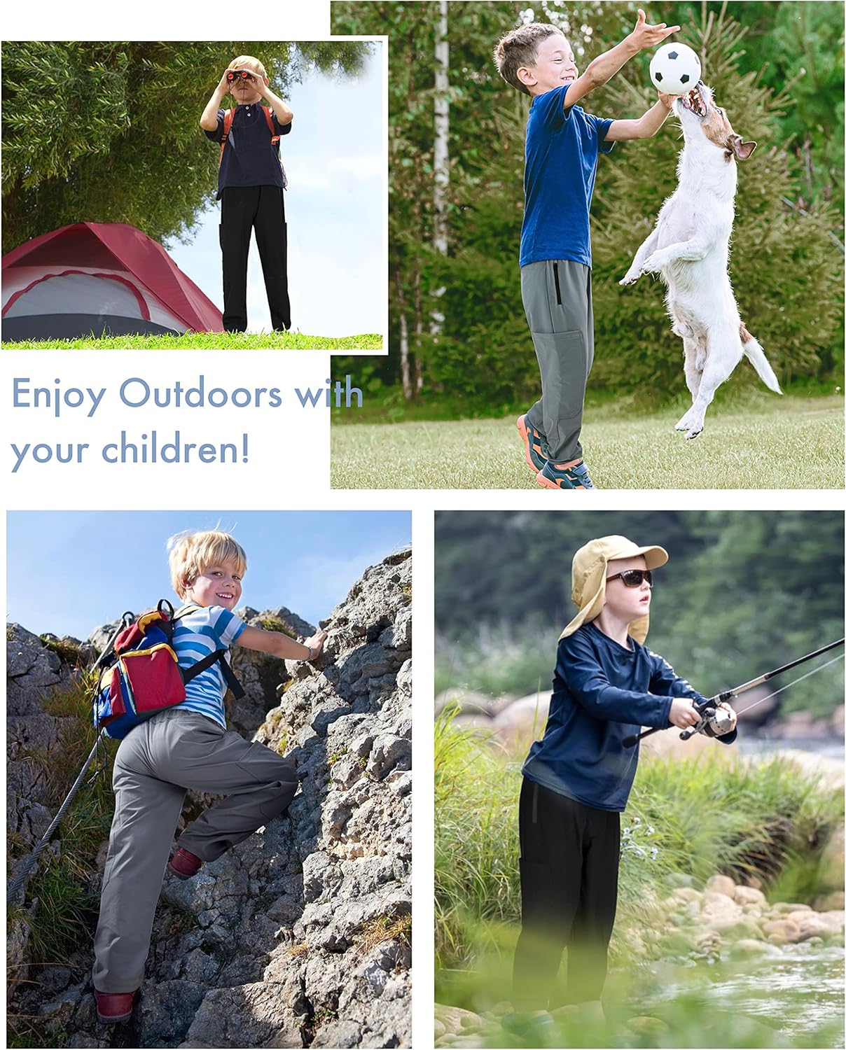 Roadbox Kid's Waterproof Fishing Pants - Outdoor Athletic Jogger Sweatpants with Pockets for Running Skiiing Hunting Black : Clothing, Shoes & Jewelry
