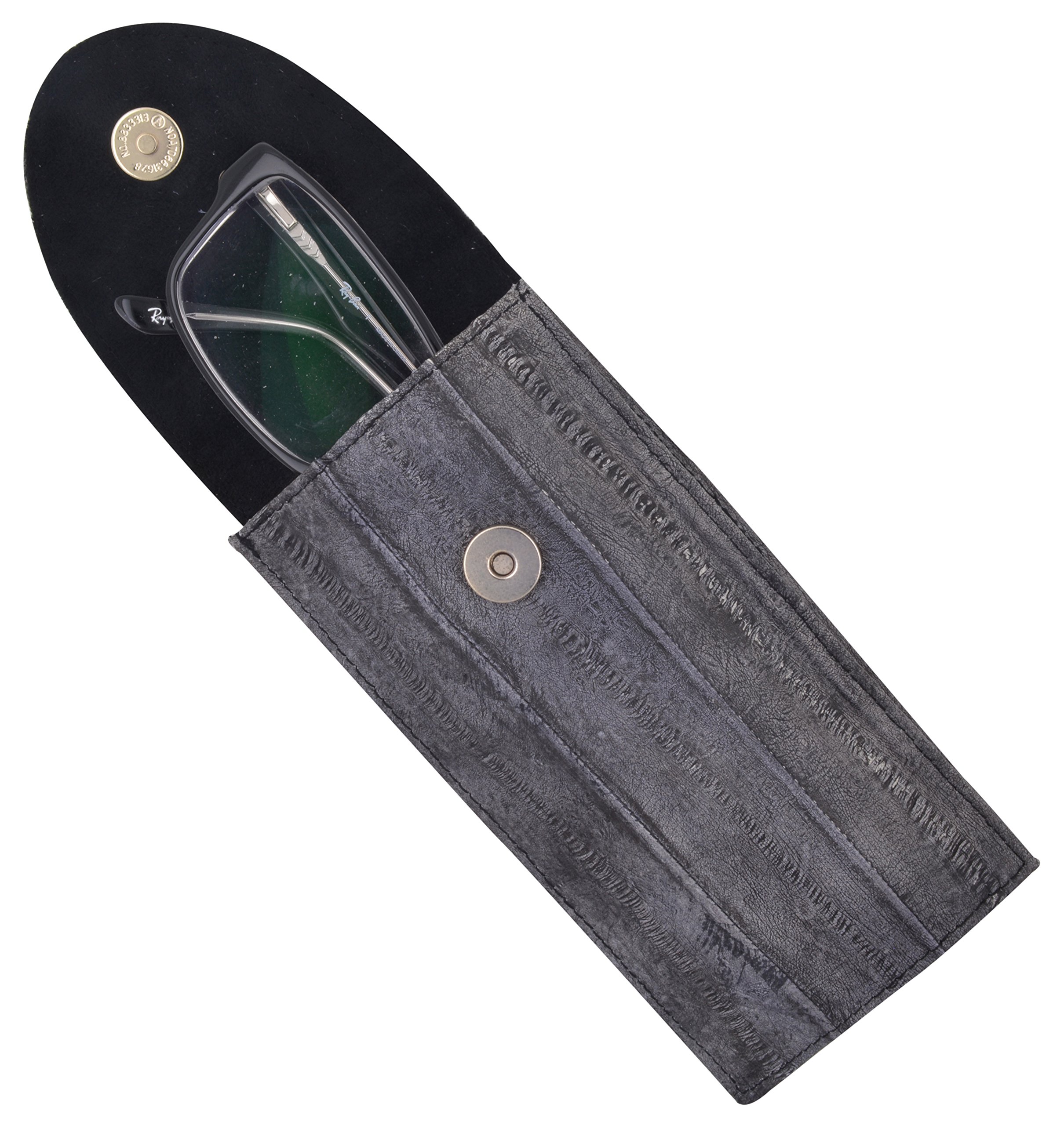 Funda impermeable de piel auténtica de anguila para gafas