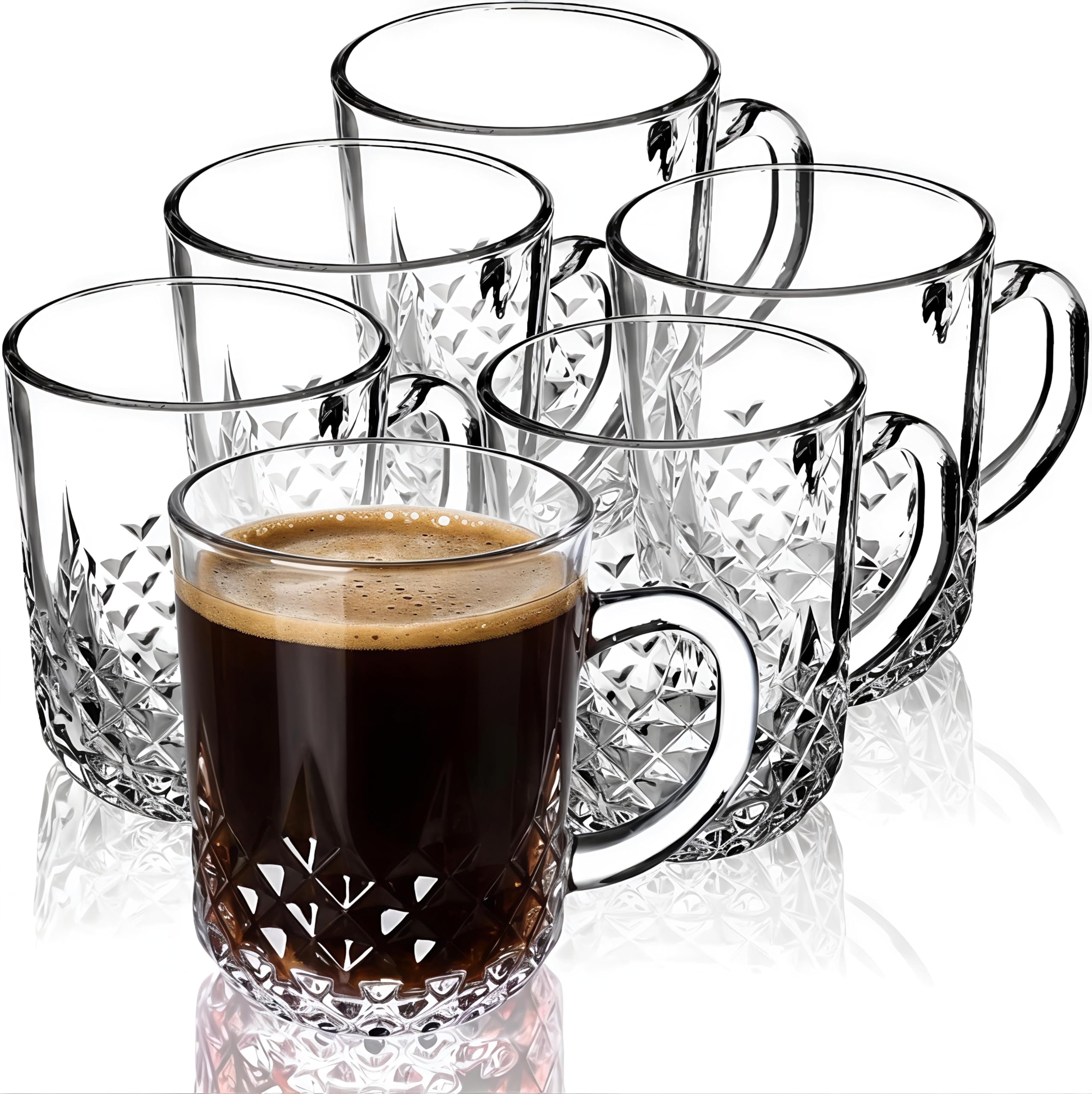 Glass Tea Cups Set of 6 - Elegant Drinkware -17