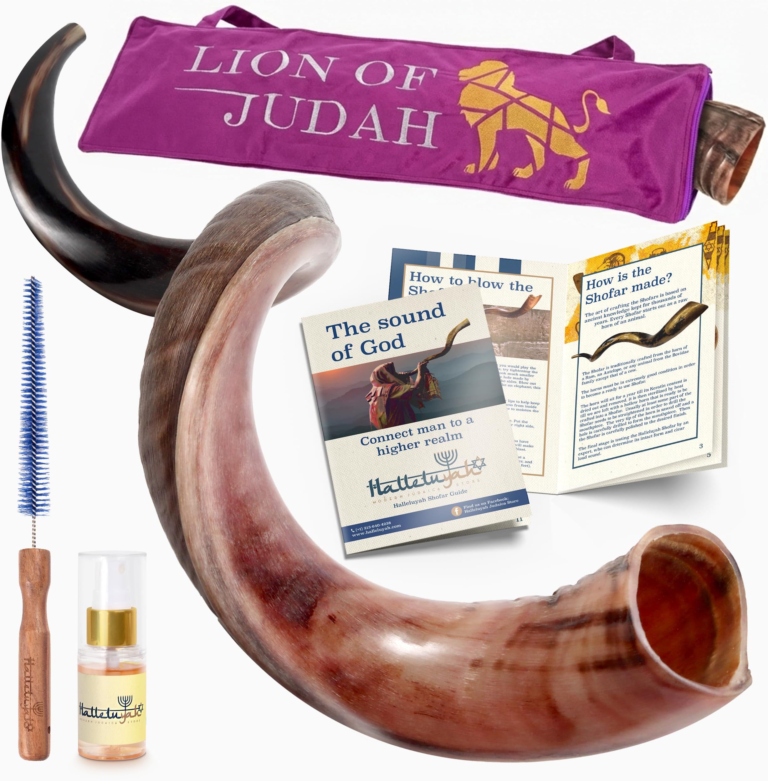 Original Kosher 32”-35” Half-Polished Kudu Shofar From Israel