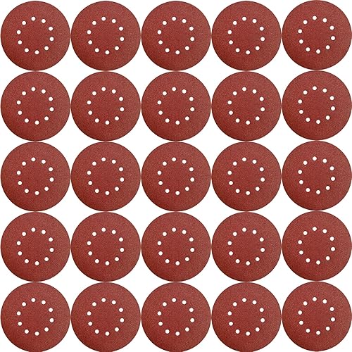 Paquete de 50 lijas de 9 pulgadas, 10 agujeros, grano 60, de gancho y bucle, disco de lijado de óxido de aluminio para lijadora de paneles de yeso