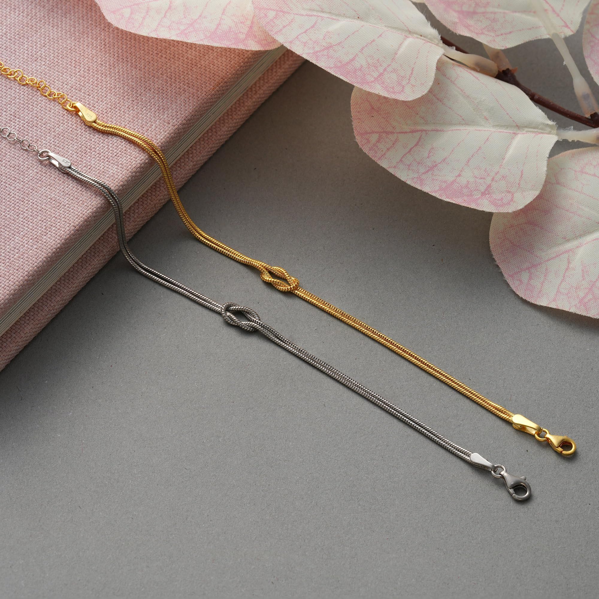 Pulseras a juego para parejas, delicada pulsera de nudo de amor chapada en oro de 14 quilates, pulsera de cadena de espiga para relación, regalos para mejor amigo, Oro amarillo, Circonita preciosa 7
