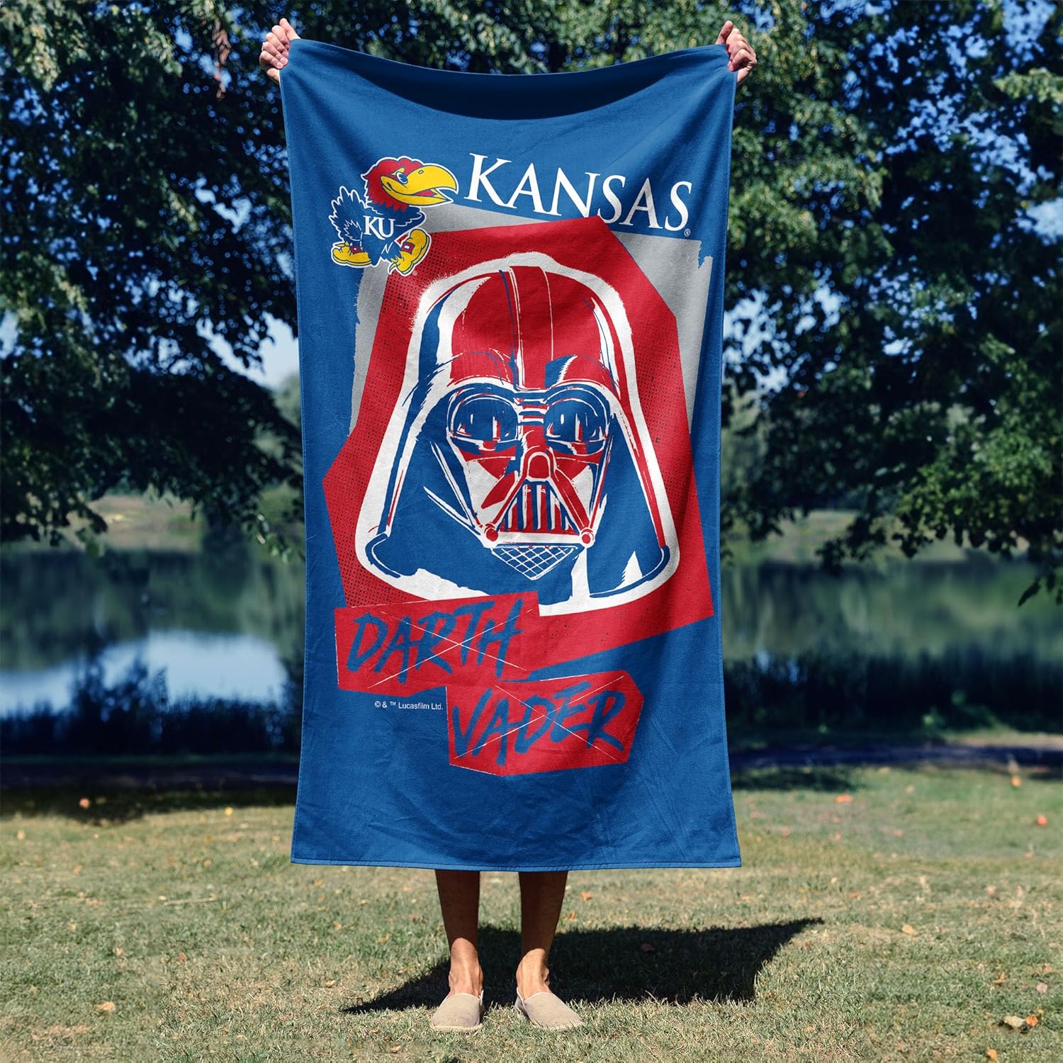 NORTHWEST NCAA Kansas Jayhawks Beach Towel, 30" x 60", Darth Vader