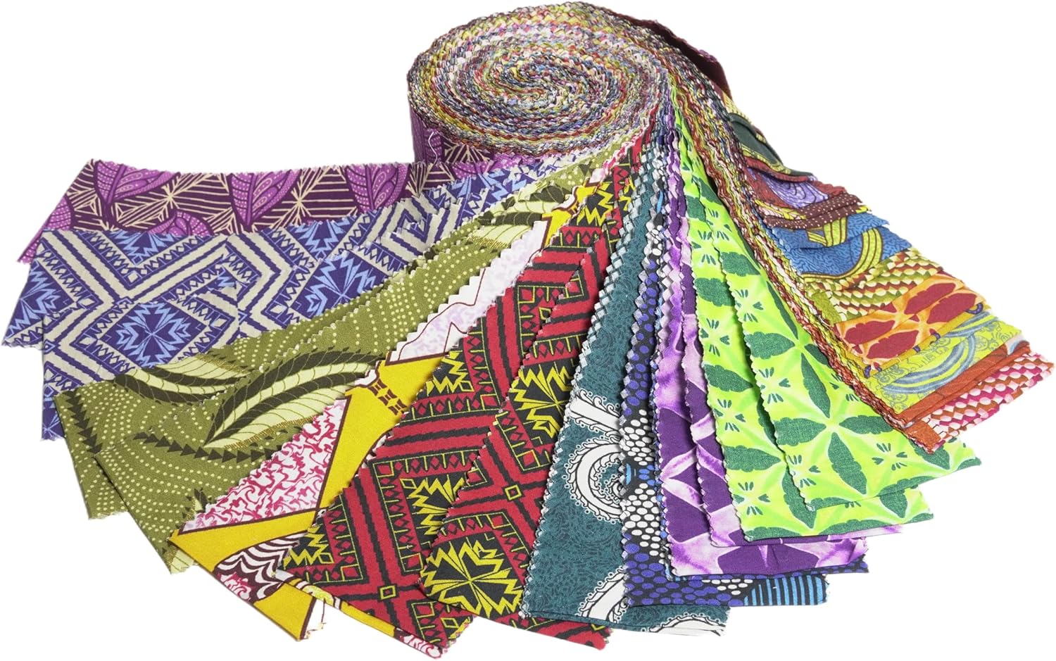 Soimoi 40Pcs African Floral Print Precut Fabrics Strips Roll Up 2.5x42inches Cotton Jelly Rolls for Quilting-ed9r