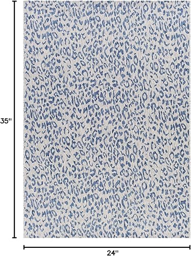 Miniatura 2 de Livabliss Esperanza - Alfombra de pasillo para exteriores, 2 pies 7 pulgadas x 12 pies, color azul brillantemarfil