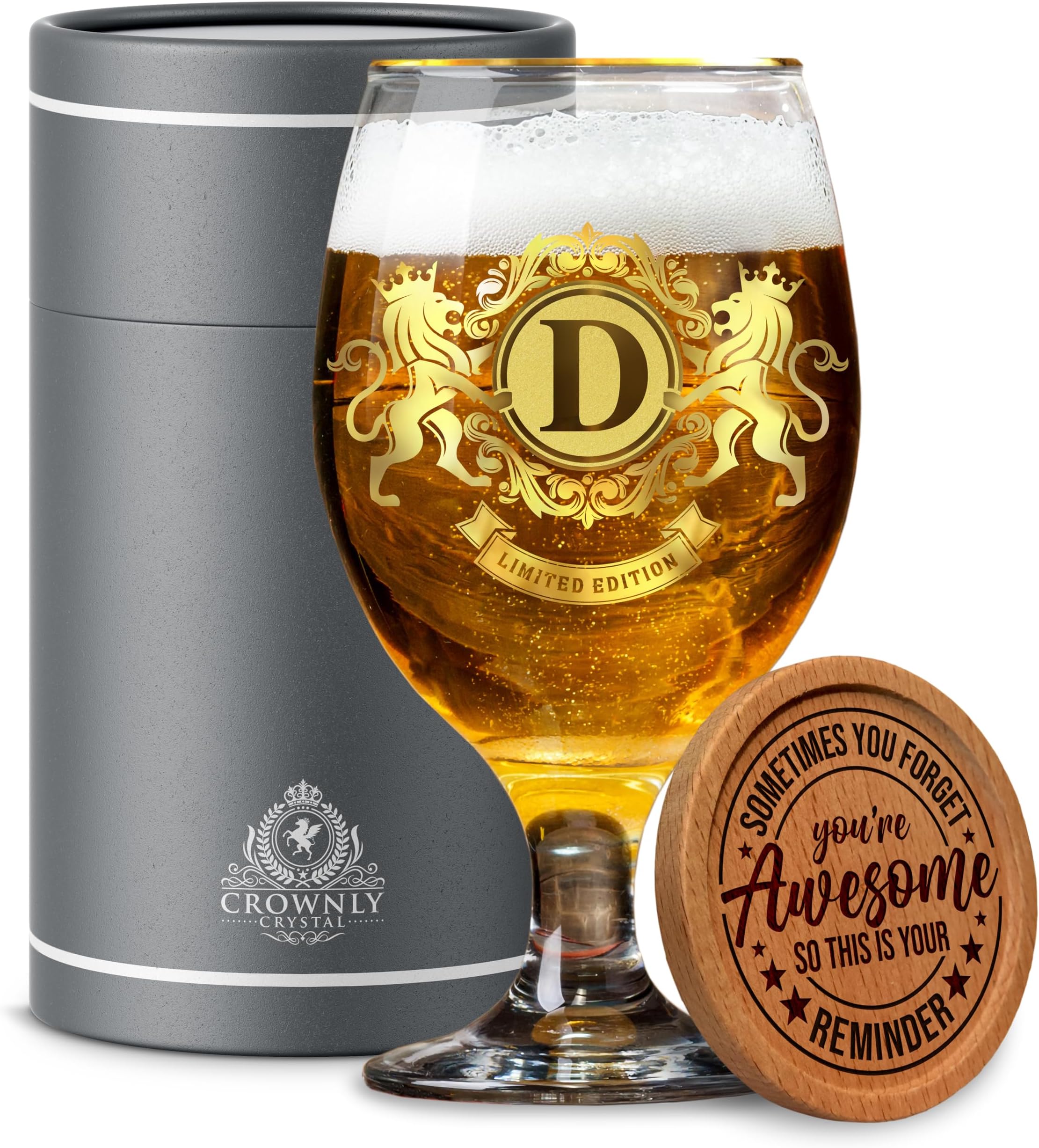 Personalised Beer Glass Dad Gifts Grandad Ideas Men Birthday Presents Uncle Brother Birthday Mens Gift Set Boyfriend (D)
