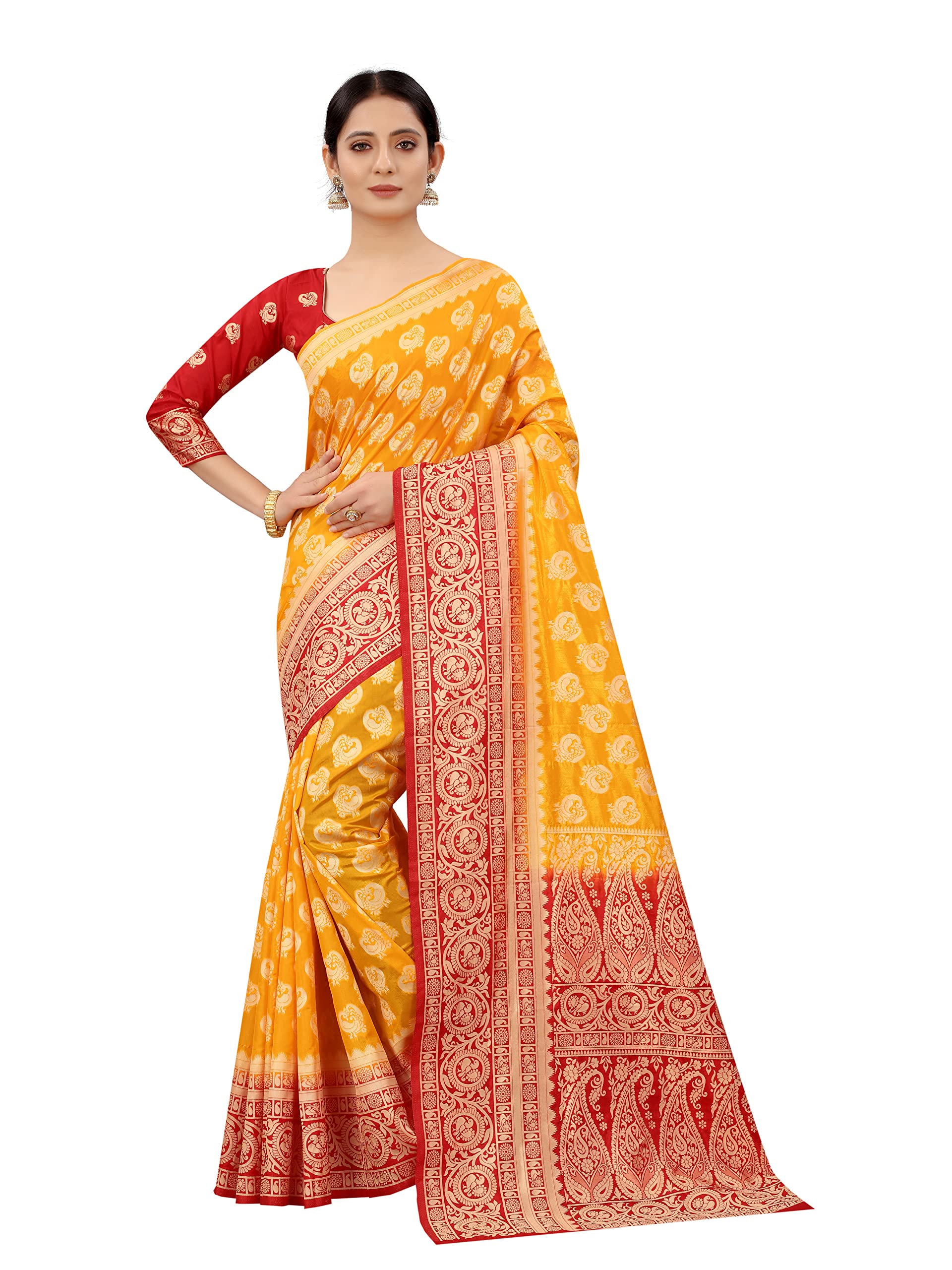 SATYAM WEAVESwomen's ethnic wear kanjivaram jacquard cotton silk saree. (Ravi)