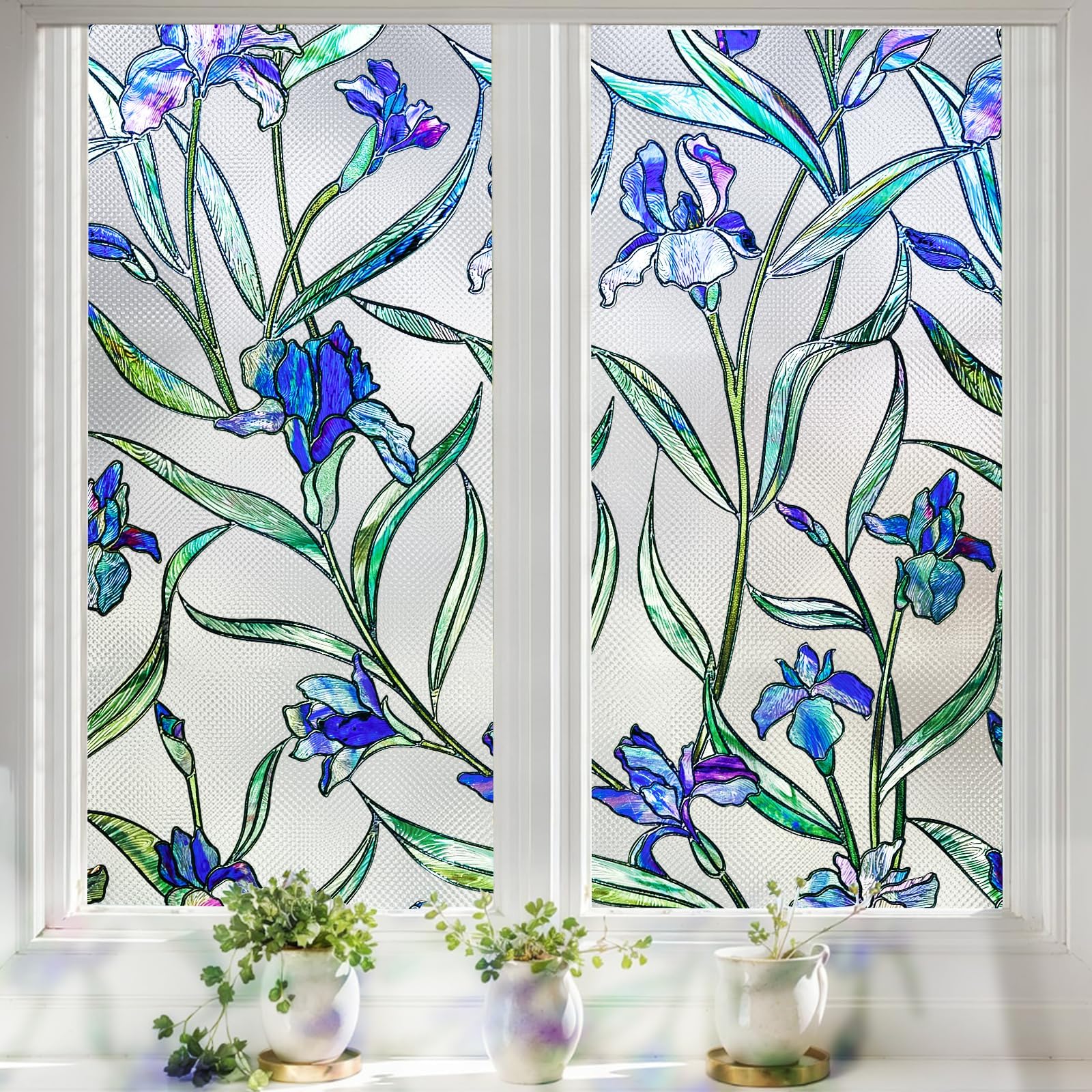 Lifetree 3D Flower Patterned Window Film - Static Cling Privacy Glass Sticker with Anti UV Protection (43 * 100cm)