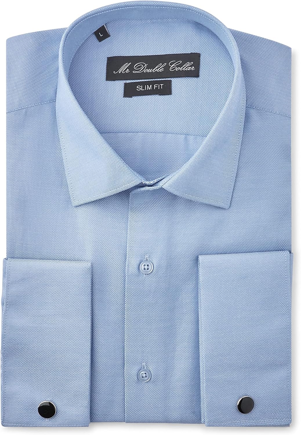 Double TWO Camicia Da Uomo In Twill Di Cotone Di Lusso Doppio Polsino Classico Camicia Formale Bianco 42 128147225 - Foto 7