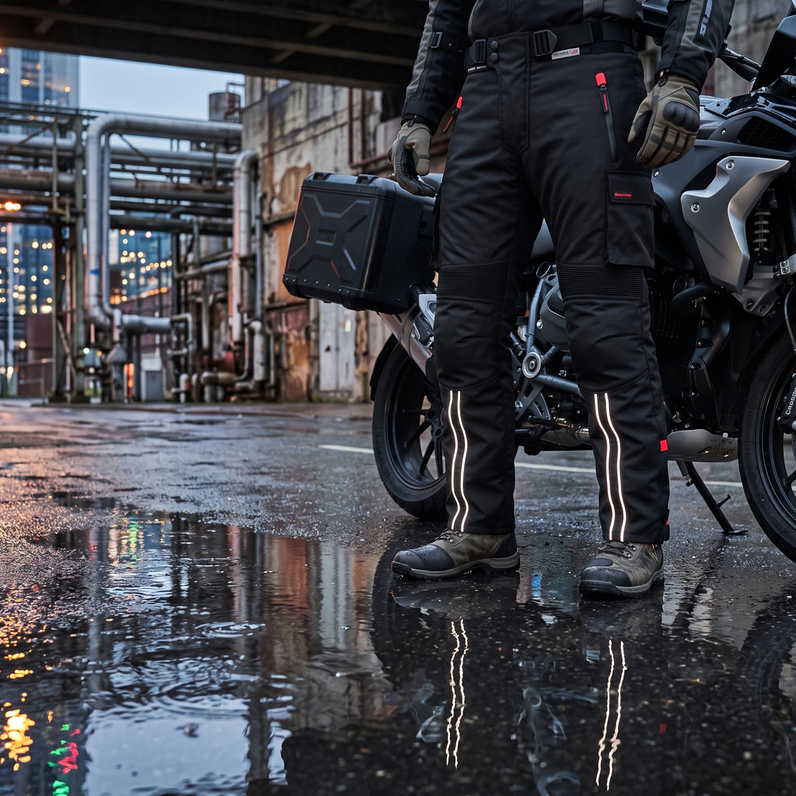 BULLDT Motorradhose Herren Motorrad Textilhose mit Protektoren Cargohose aus Cordura 600D Schwarz Herausnehmbares Innenfutter Windabweisend Kombigeeignet 3M Reflektoren Cargo Taschen