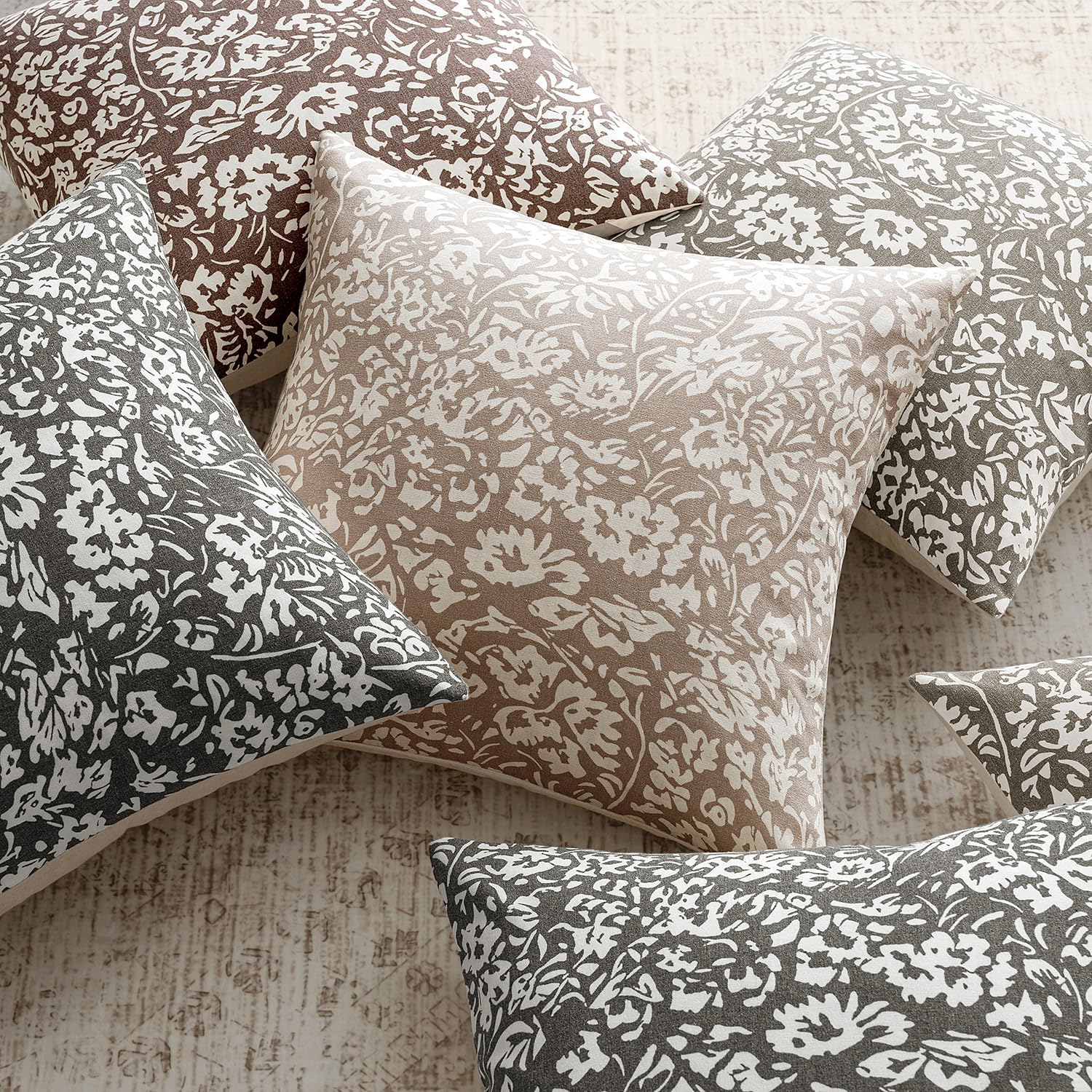 MIULEE Floral Pillow Covers Decorative Throw Pillow Covers 20x20 Pack of 2 Modern Linen Cushion Covers Farmhouse Neutral Pillow Covers for Living Room Sofa Bed,Cream Oatmea - Image 3