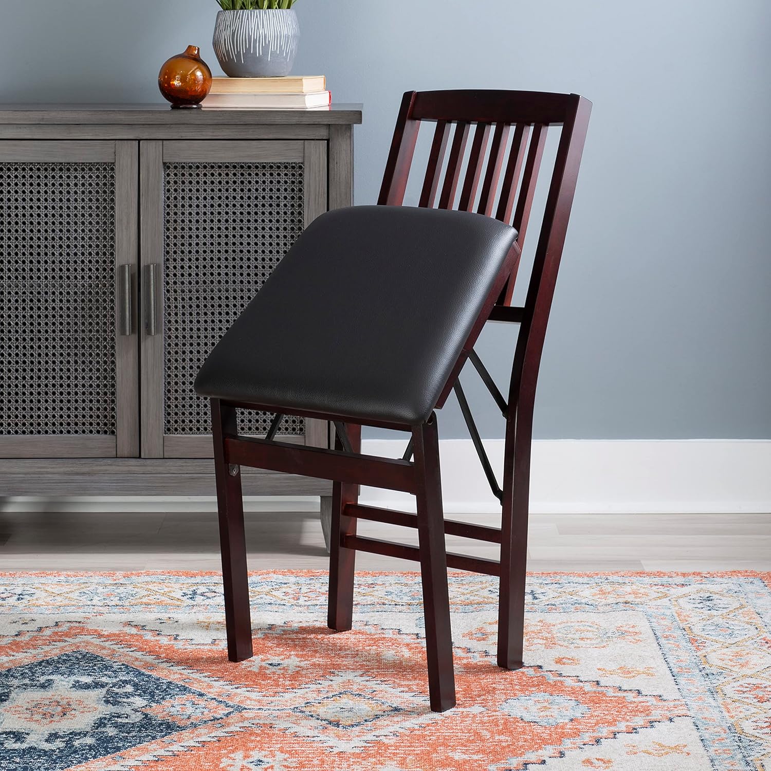 Linon Darwin Espresso Wood Mission Back Folding Chair in a Set of Two