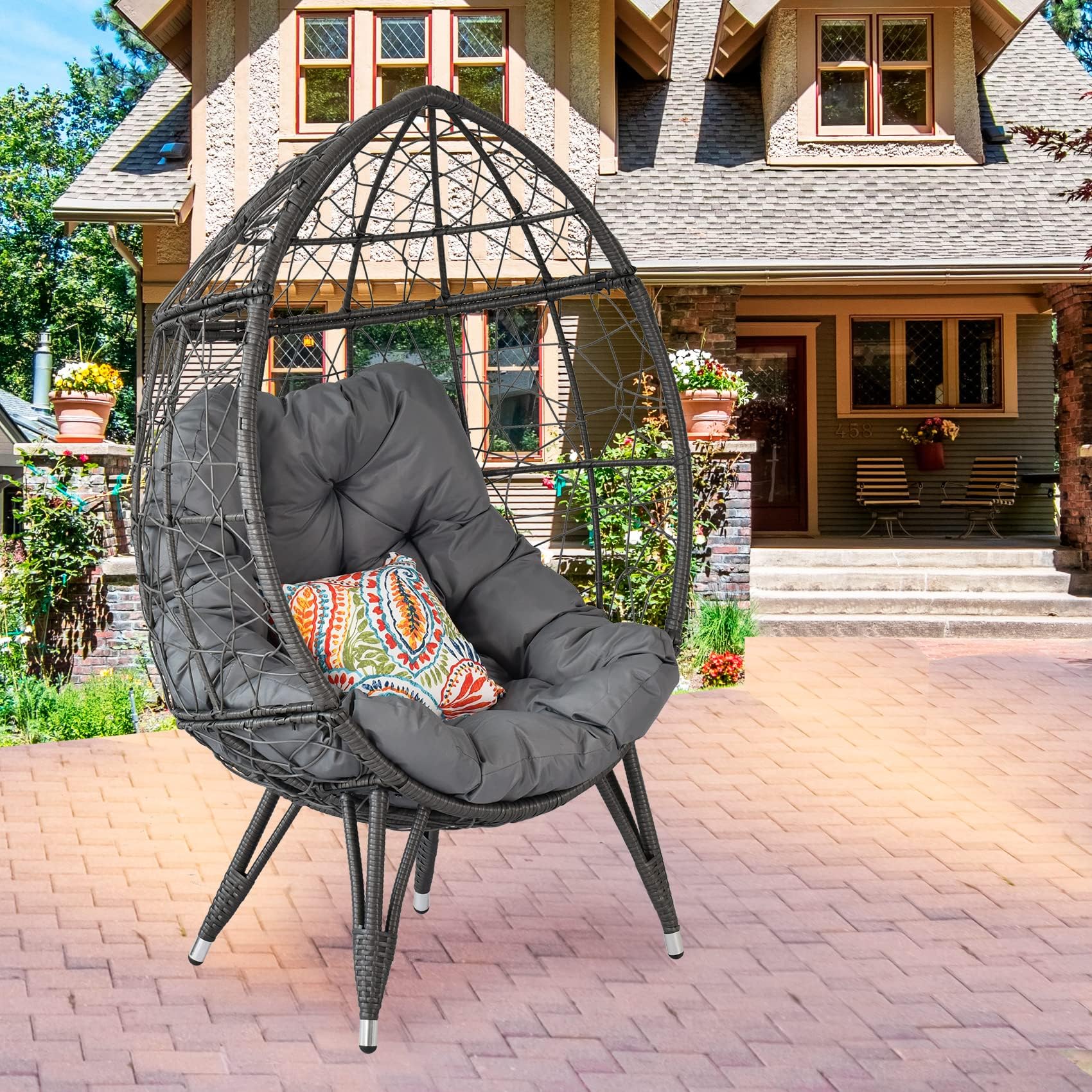 Temminkii Outdoor Patio Wicker Egg Chair Indoor Basket