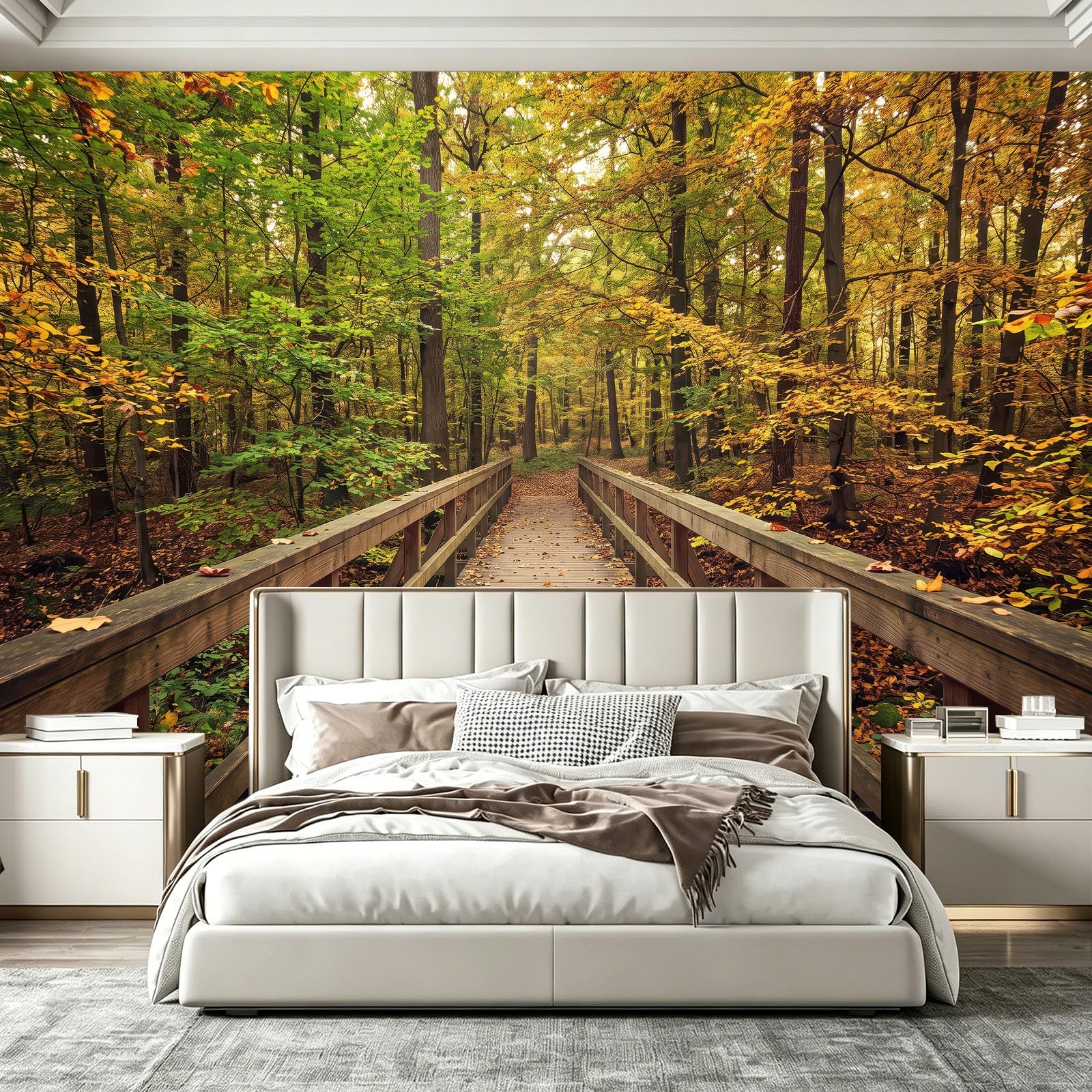 Vlies Fototapete 3D Natur Herbst Wand Tapete Gelbgrün 350 x 256 cm