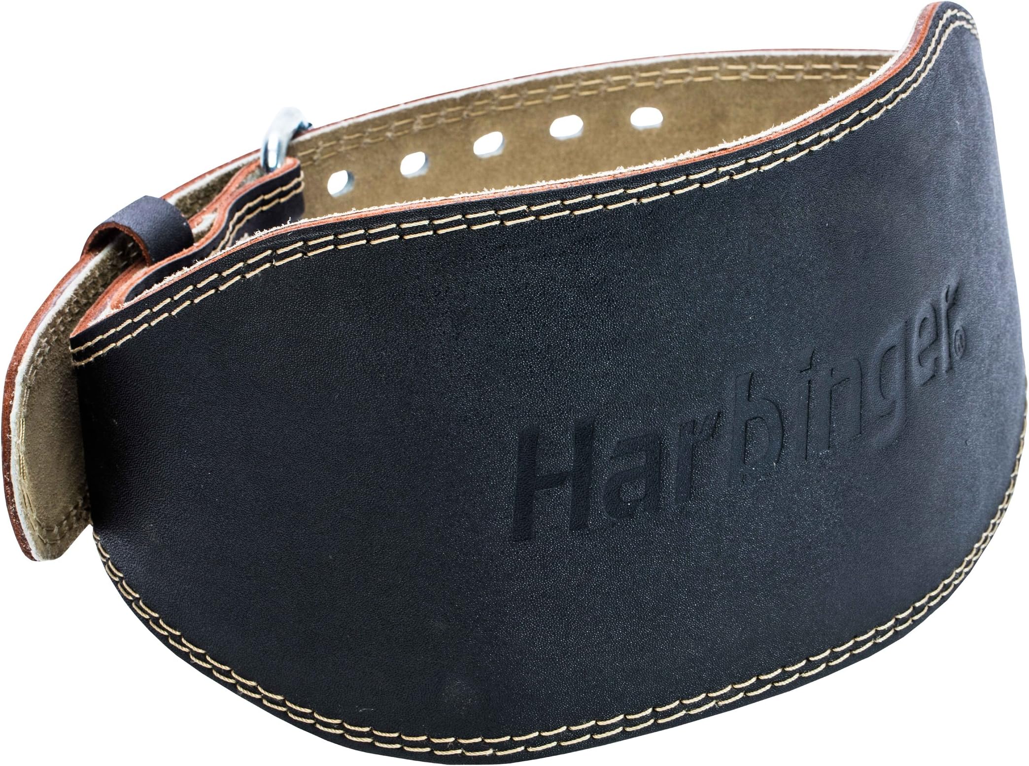 Padded Leather Contoured Weightlifting Belt - 4" or 6” Width - Interior Suede Lining & Foam Cushioning - Heavy-Duty Dual Prong Steel Roller Buckle - for Lifting Support