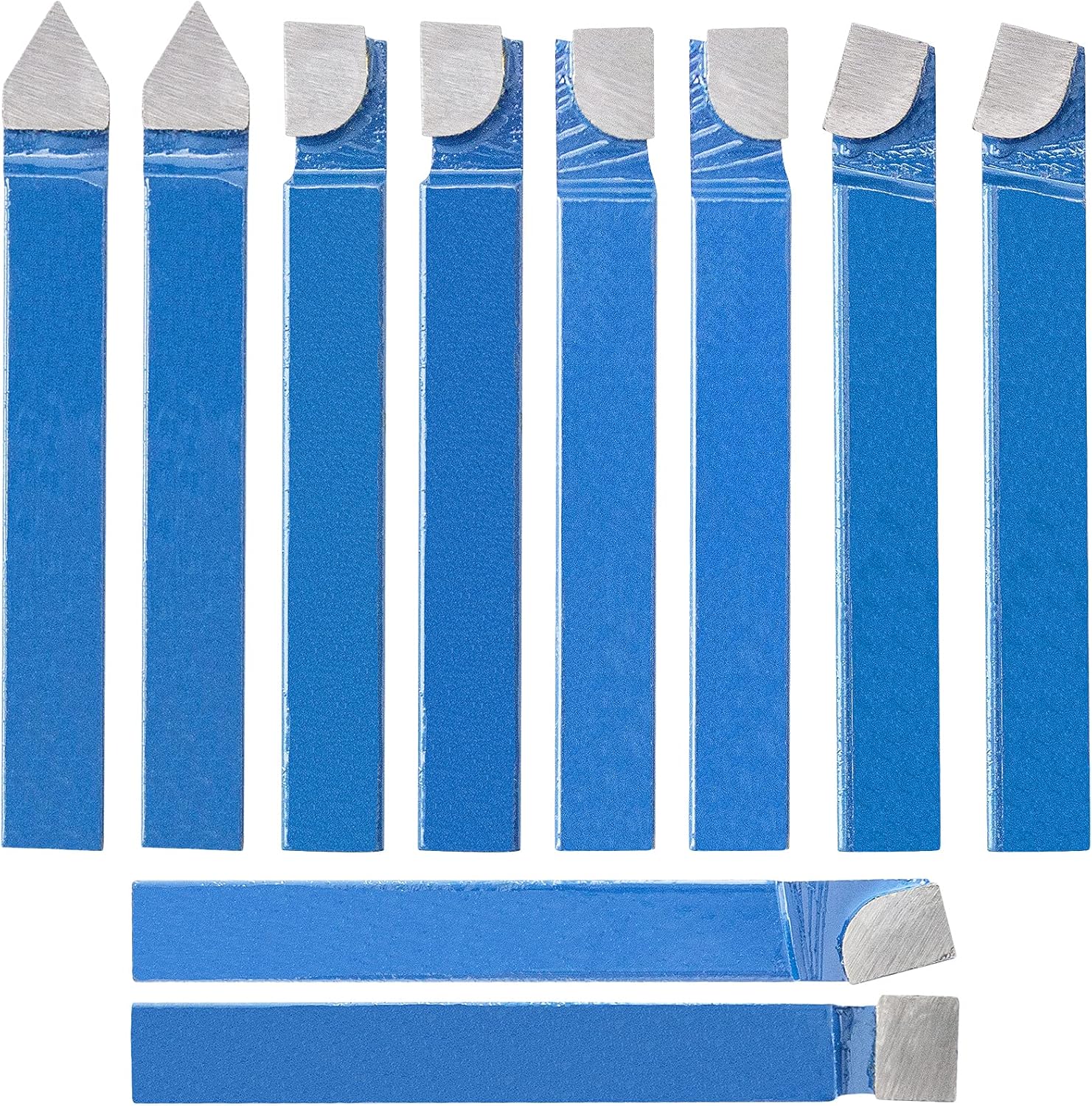 PNBO 1/4" Metal Lathe Tooling 10PCS Carbide Tip Tipped Cutter Tool,C6 Bit Cutting Set,for