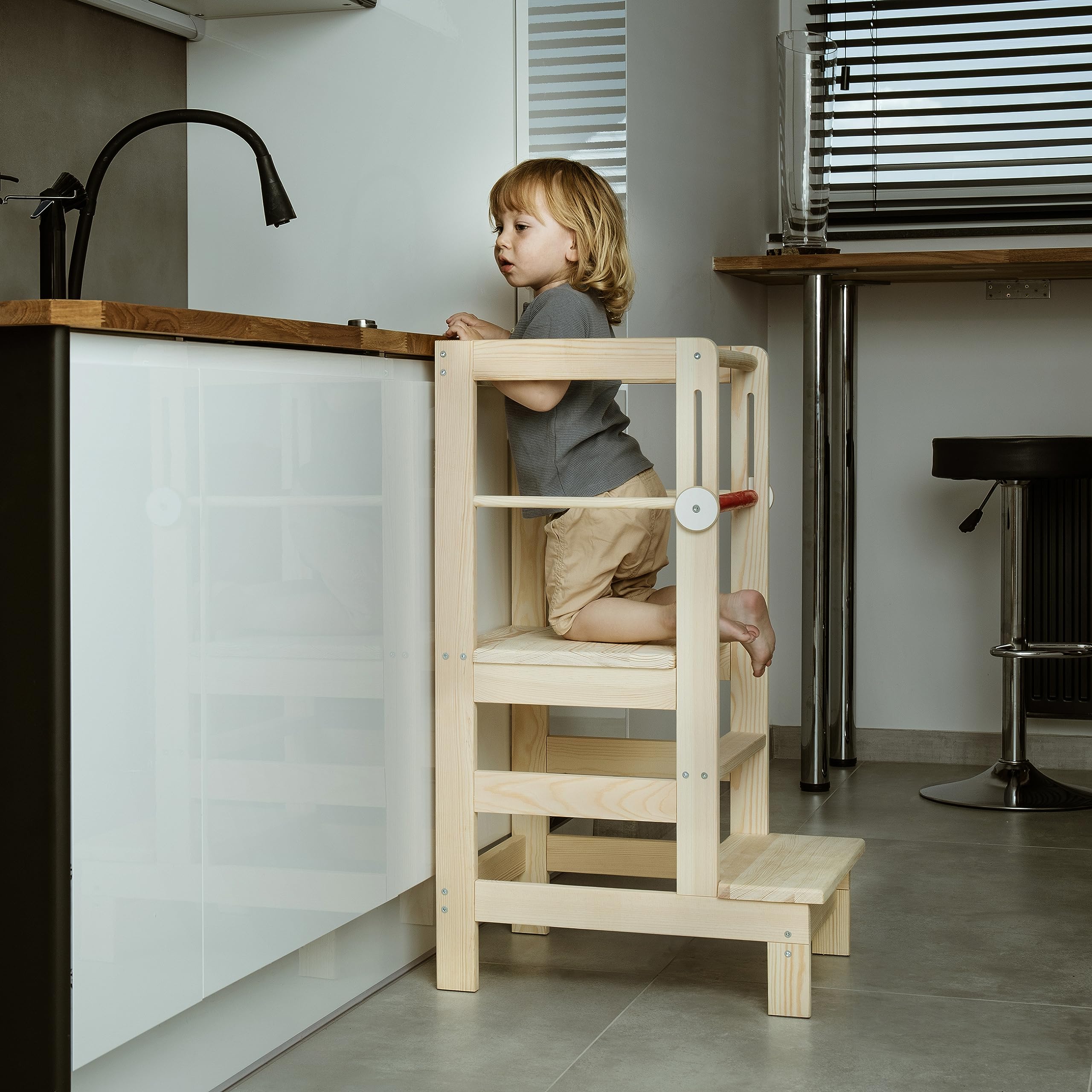 Love For Sleep Lernturm für Kinder Montessori - ab 1 Jahr Höhenverstellbar - Learning Tower aus Holz, Kinder Lernturm Stabil