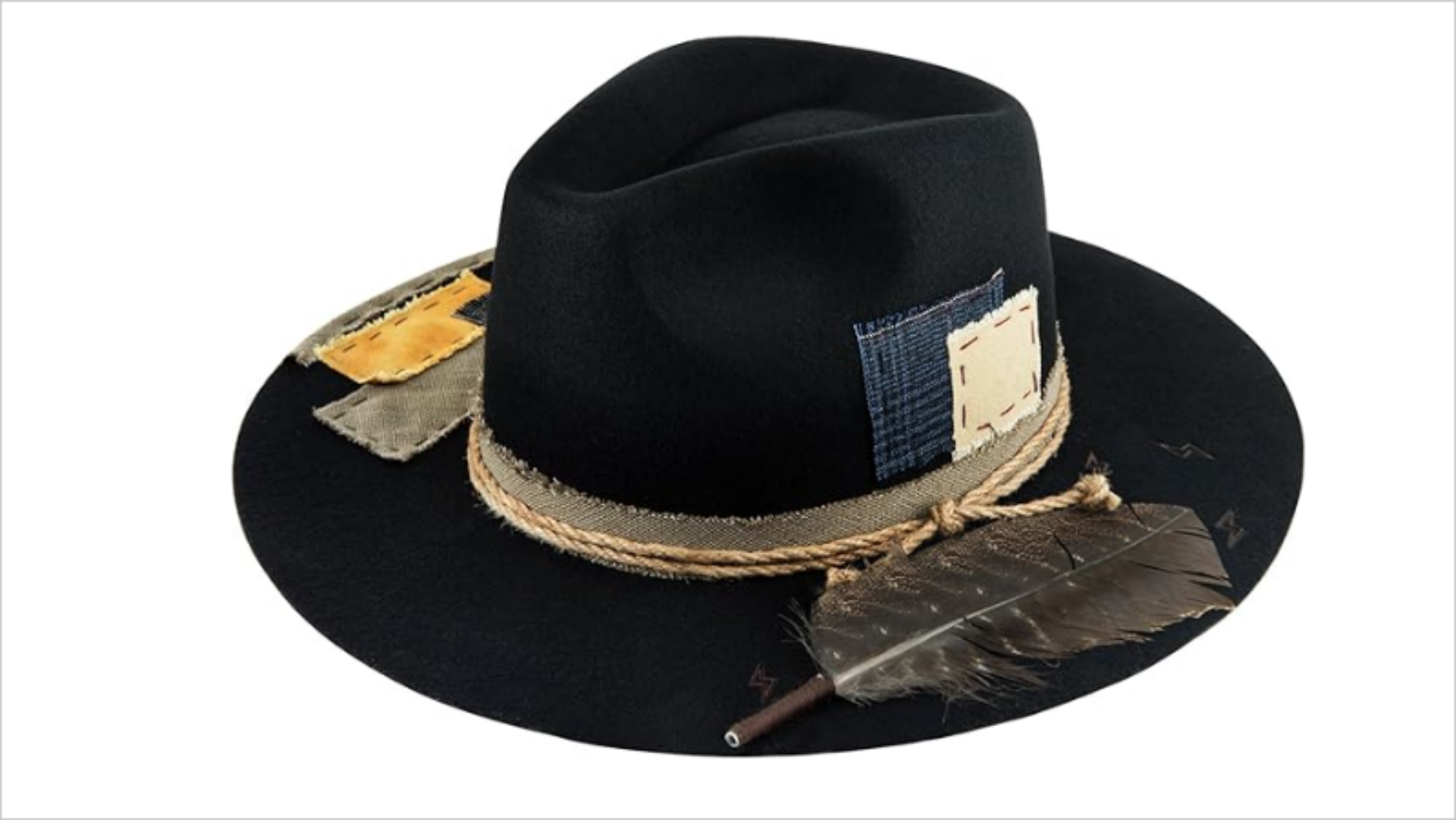Black Galaxy Rancher Hat | Hand Painted Wide Brim Fedora Lack of Color - Black Noir Rancher fedora hat – Shop Hearts main image 4