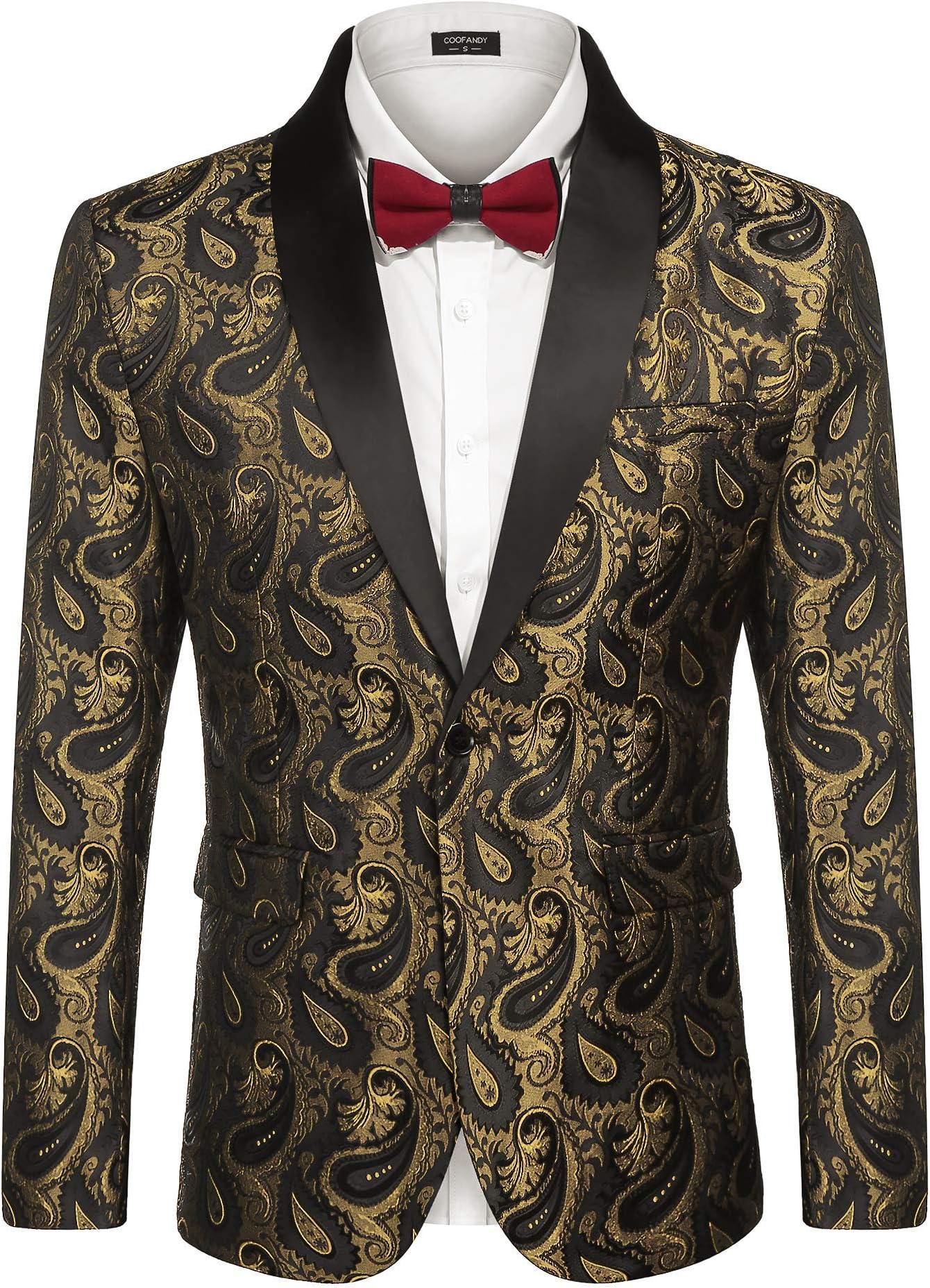 Men's Casual Blazer Paisley Jackets Retro Suit Jacquard Floral Print One Button Stylish Coats Chic Tuxedo Dinner Jacket