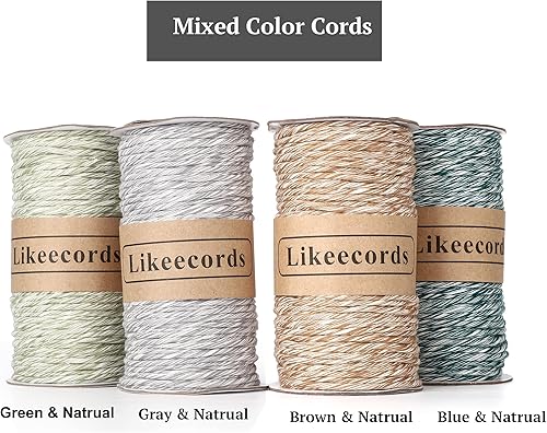 Miniatura 9 de Likeecords Cuerda de macramé de un solo hilo de 0.157 in, cuerda de algodón colorido para colgar en la pared, ganchos de plantas, para manualidades