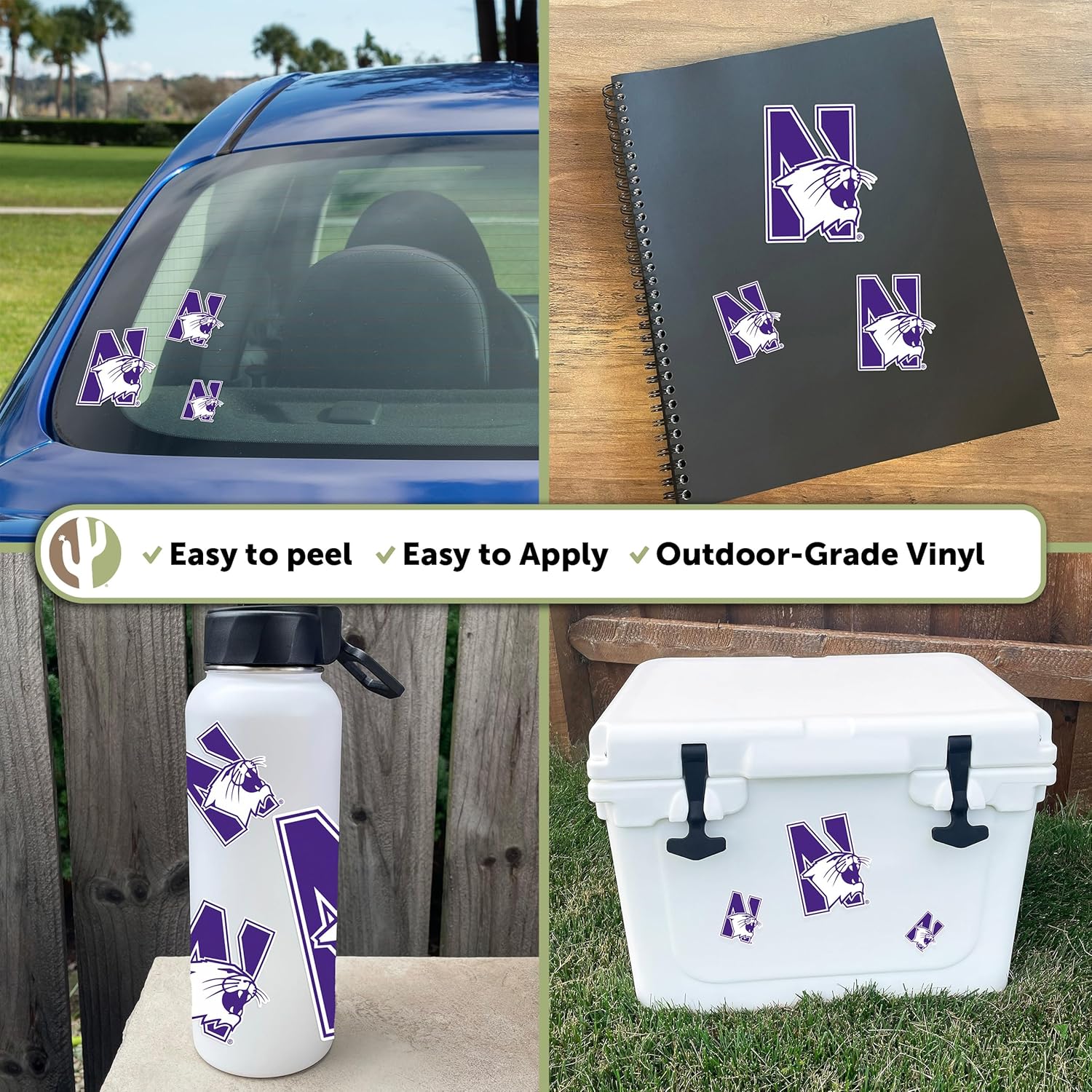 Desert Cactus Northwestern University Sticker NU Wildcats Vinyl Decals Laptop Water Bottle Car Scrapbook T3 (Type 3-2) - Image 2