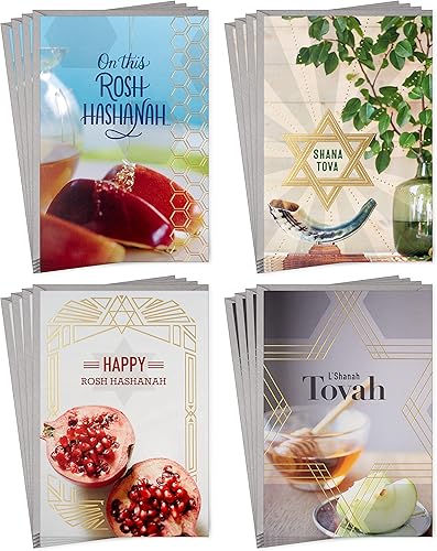 Hallmark Tree of Life Rosh Hashanah - Surtido de tarjetas, Shana Tova (16 tarjetas con sobres)