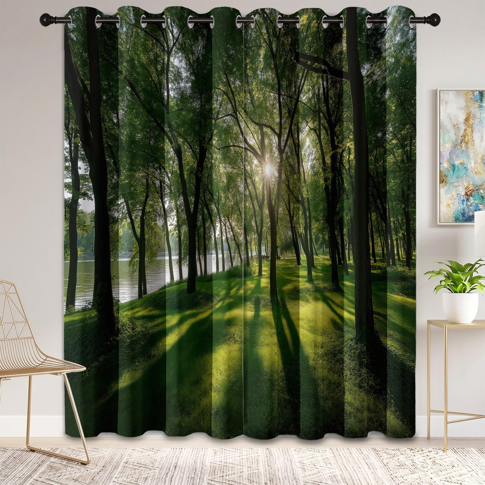 Rideau occultant forêt et nature pour une ambiance de chambre apaisante