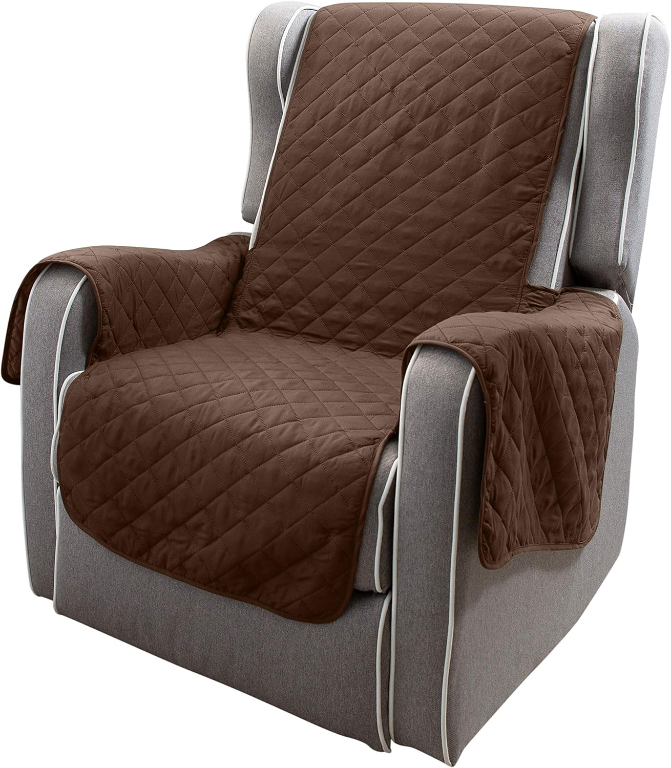 Home Details Quilted Reversible Furniture Protector Slipcover, Good for Dog Hair, Dust & Spills, Machine Washable, Love Seat Chocolate-Taupe