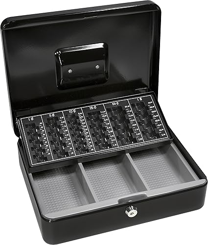 Miniatura 8 de BARSKA Caja de efectivo de 10 pulgadas con cerradura de llave, color negro