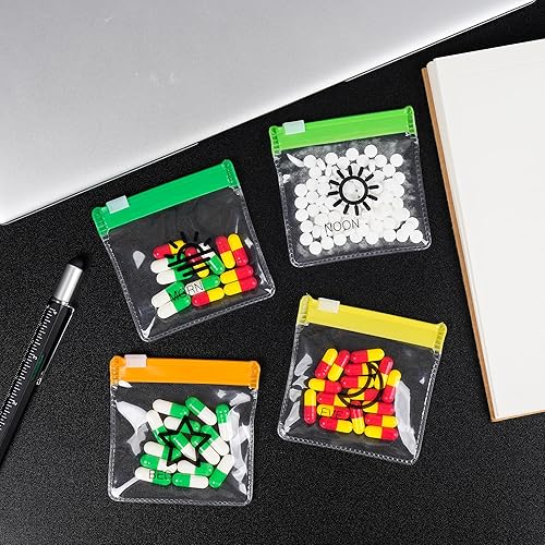 Miniatura 6 de 112+4 bolsas de pastillas para viajes 4 veces al día, juego de bolsas de píldoras mensual con cremallera, organizador de medicamentos con