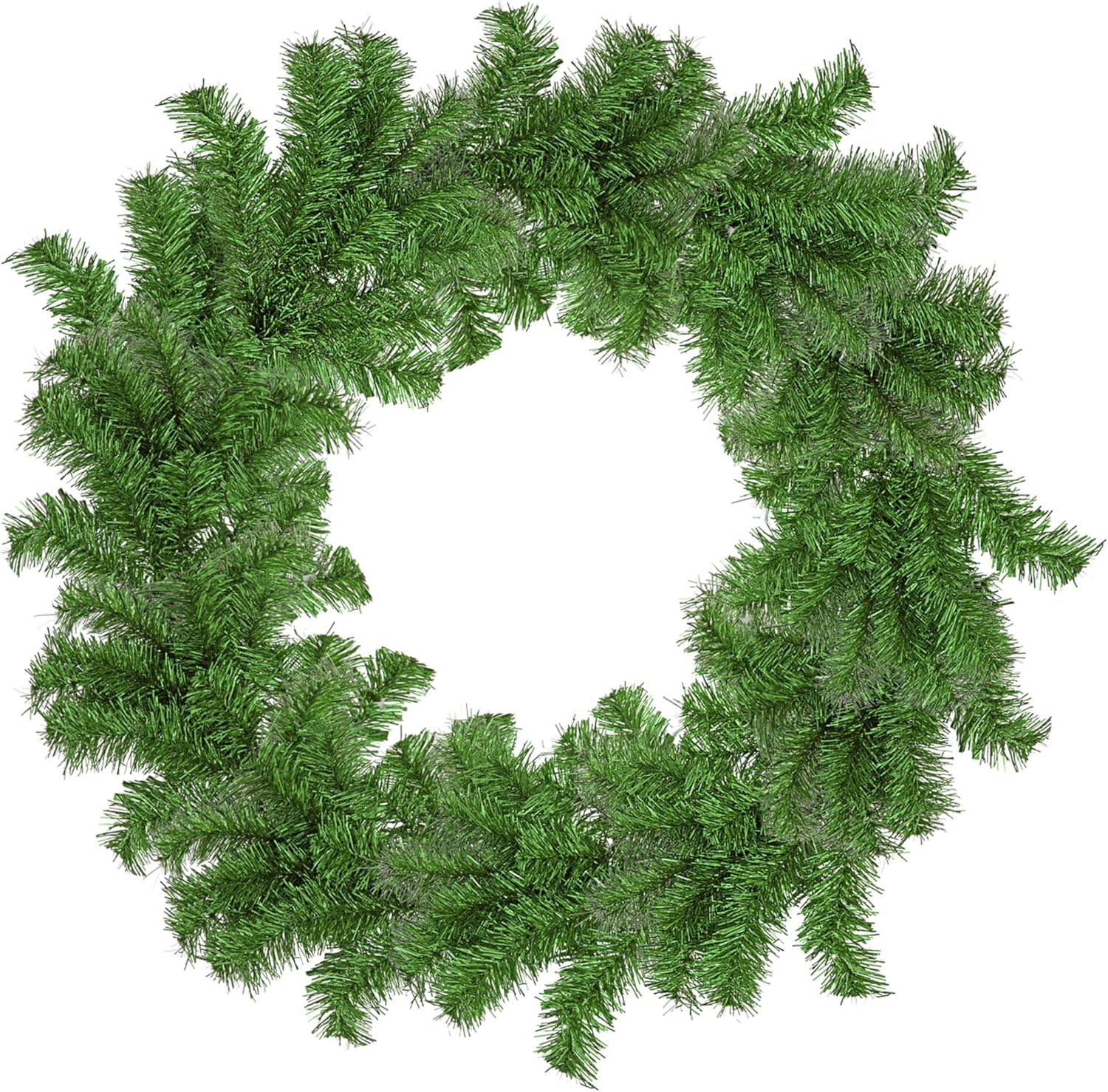 18IN Christmas Wreaths Flame-Resistant Tinsel Brush Indoor Outdoor Holiday Decorations for Front Door and Wall Hanging (Alpine Green)